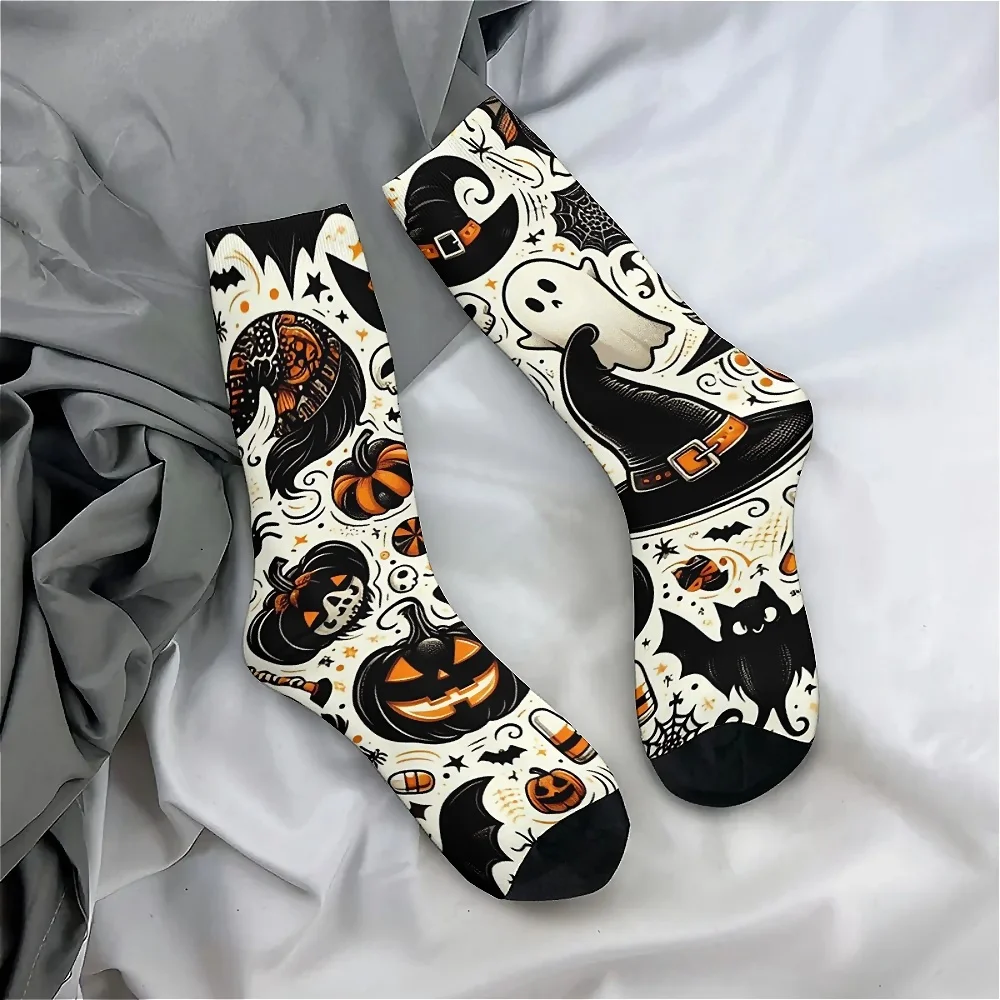 

Halloween-Themed Crew Length Unisex Hosiery, Knit Polyester Weave with Spandex Stretch, Hand Washable Printed