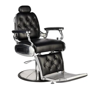 Durable Black Leather Barber Chair Hairdressing Furniture Salon Set Salon Furniture Design Aluminum for Beauty Salon