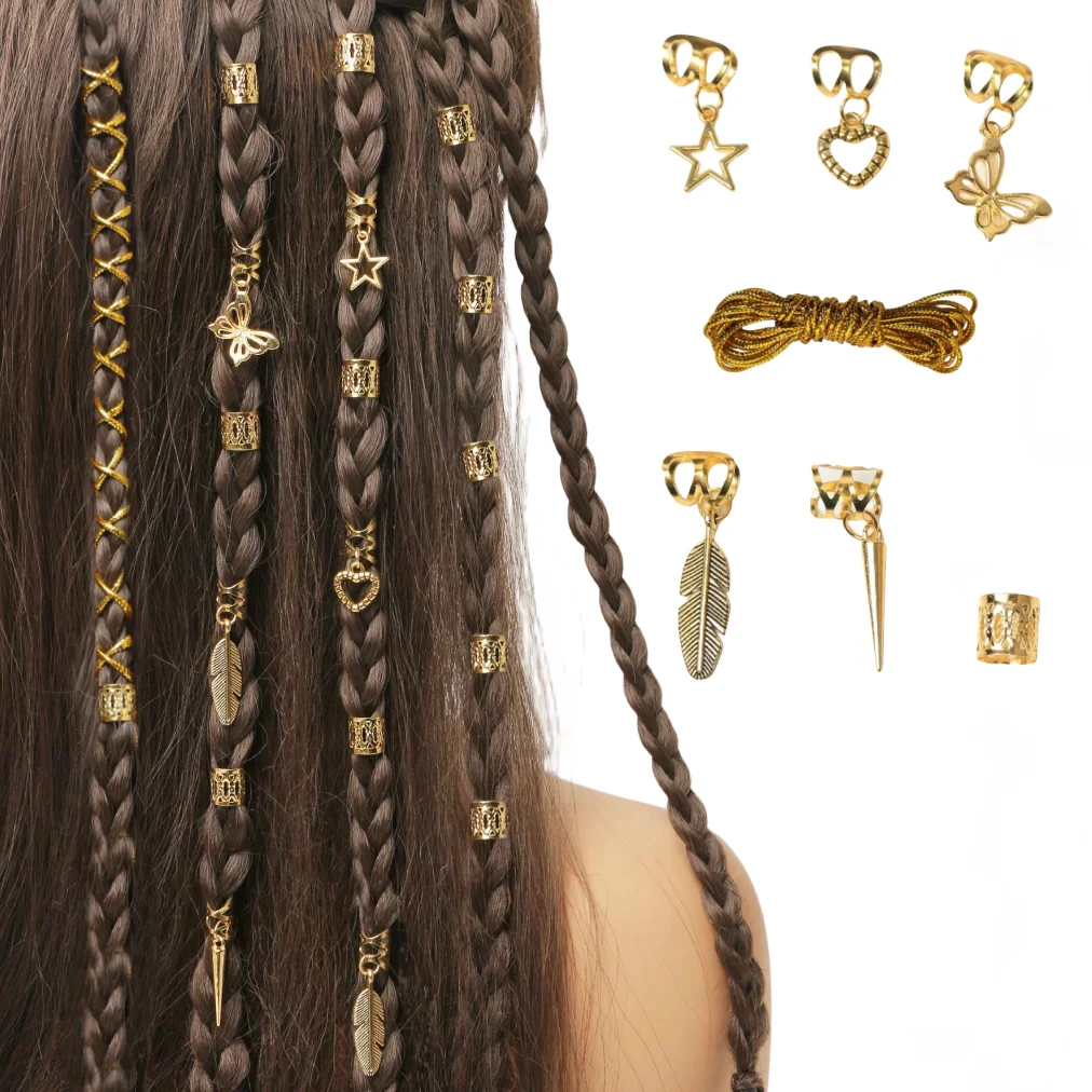 27pcs Dreadlock Hair Rings Adjustable Cuffs Clip Hair Braids Dirty Braids Bead Hairpin hair accessories Headwear for women Girls