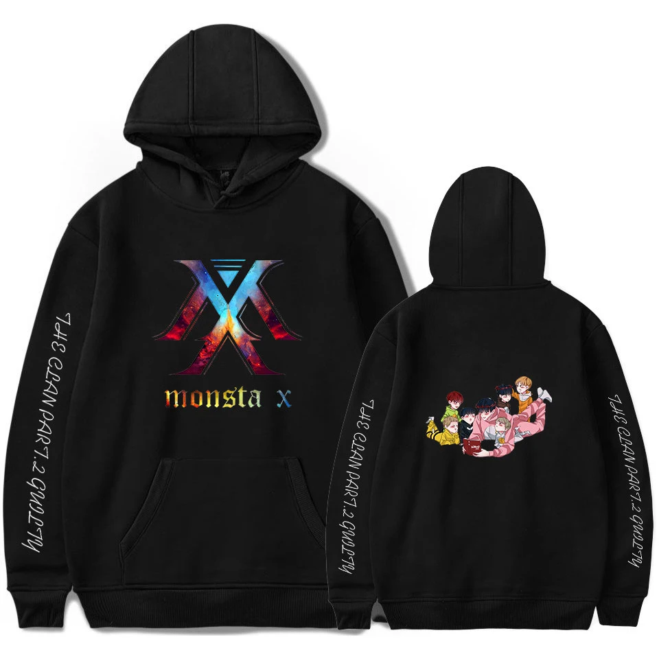 2024 Kpop MONSTA X NEW Album 'FOLLOW':FIND YOU Team 2D Print Fans Hooded Sweatshirt Women/Men Clothes Casual Hoodie Sweatshirt