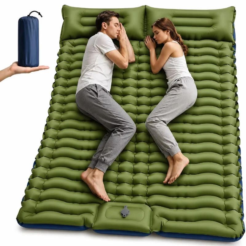 Double inflatable camping sleeping pad, portable TPU nylon pad, suitable for outdoor use