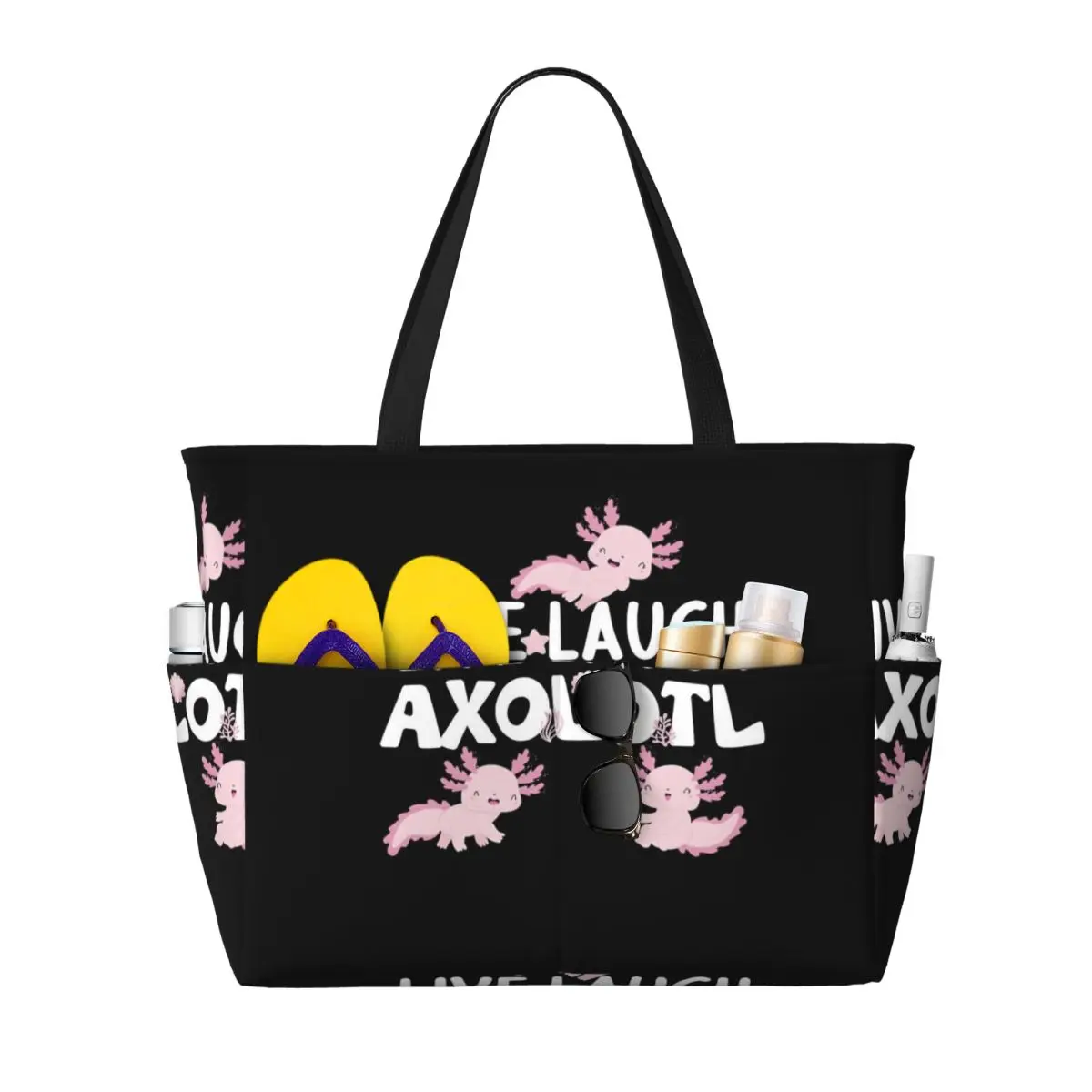 

Axolotl Sea Animal Beach Tote Bag Sport Gym Yoga Duffle Large Tote Bag Women Travel Bag Fitness bag