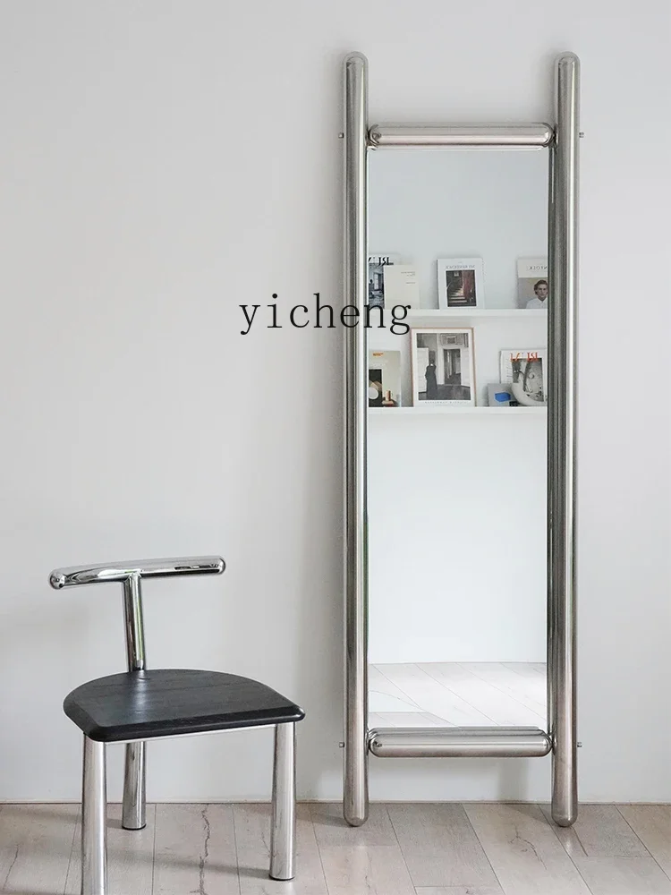 ZC stainless steel H-shaped floor mirror luminous full-length mirror clothing store full-body mirror INS