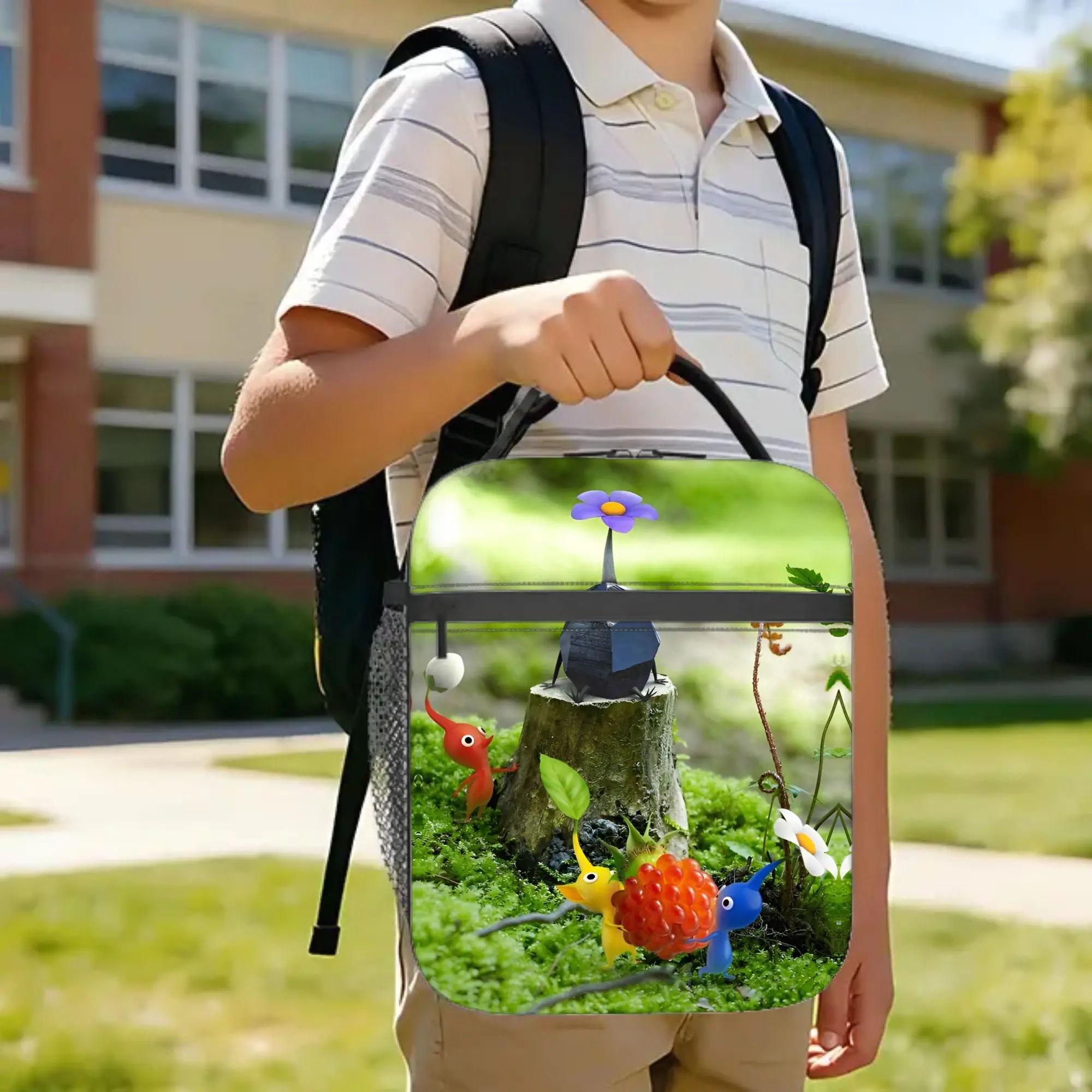 Pikmins Insulated Lunch Bag Thermal Bag Reusable,Meal Container Video Games High Capacity Tote Lunch Box for Men Women
