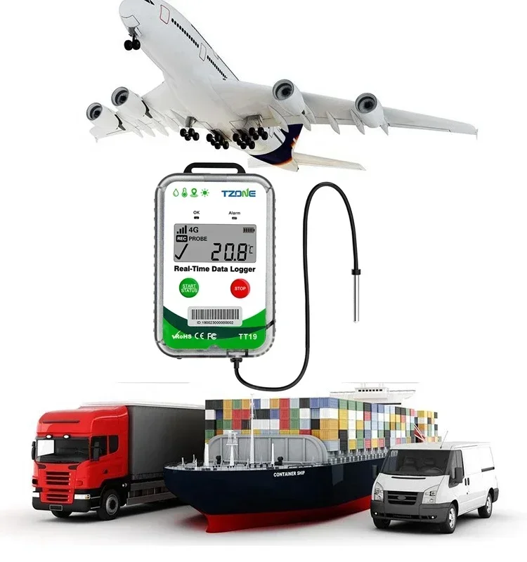 

2026 Premium Products Tzone Tt19ex Temperature Sensor with Gps Location Freezer Alarm Smart Data Logger Temperature Humidity