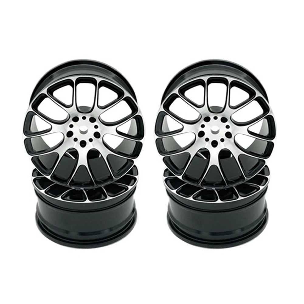 4Pcs Metal 7Y Spoke Wheel Hub Rims for RC 1/10 On-Road Drift Sakura Traxxas HSP Tamiya HPI Kyosho RedCat Upgrade,Black