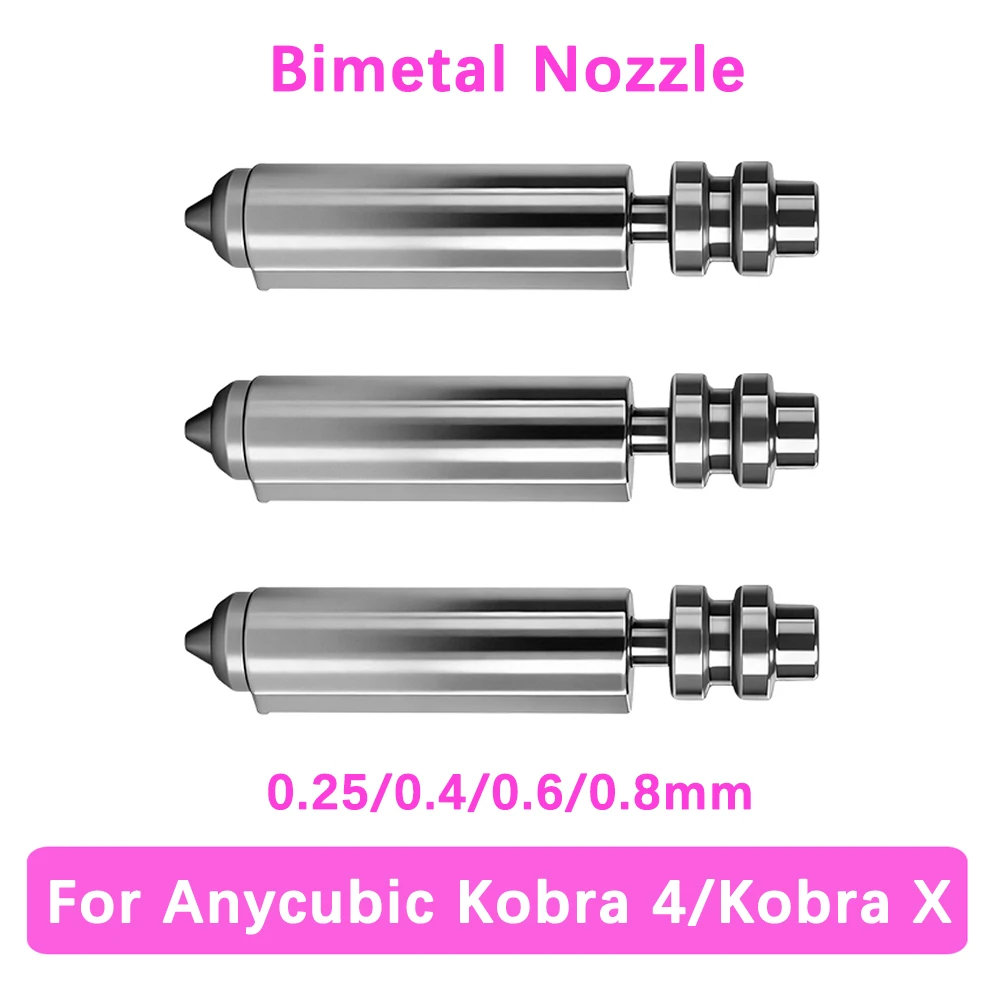 Kobra X Bimetall-Düse für Anycubic Kobra 4 0,25/0,4/0,6/0,8 All-in-One-Düsen Hotend-Düse für Kobra X 3D-Drucker-Zubehör