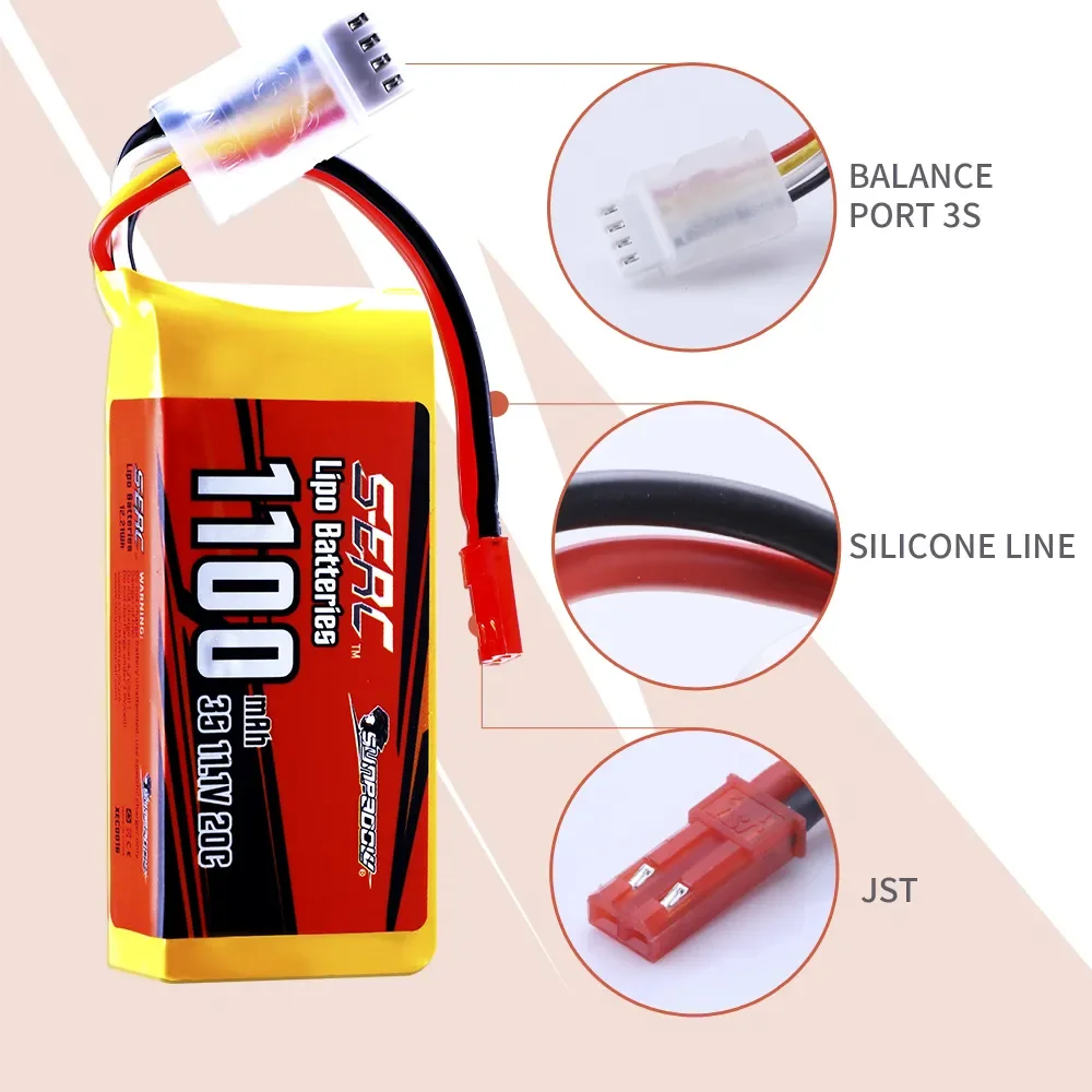 

3S RC Lipo Battery for 11.V 1100mAh 35C JST 1350mAh 25C XT30 Plug Rcing Airplane Quadcopter Helicopter Drone Boat FPV