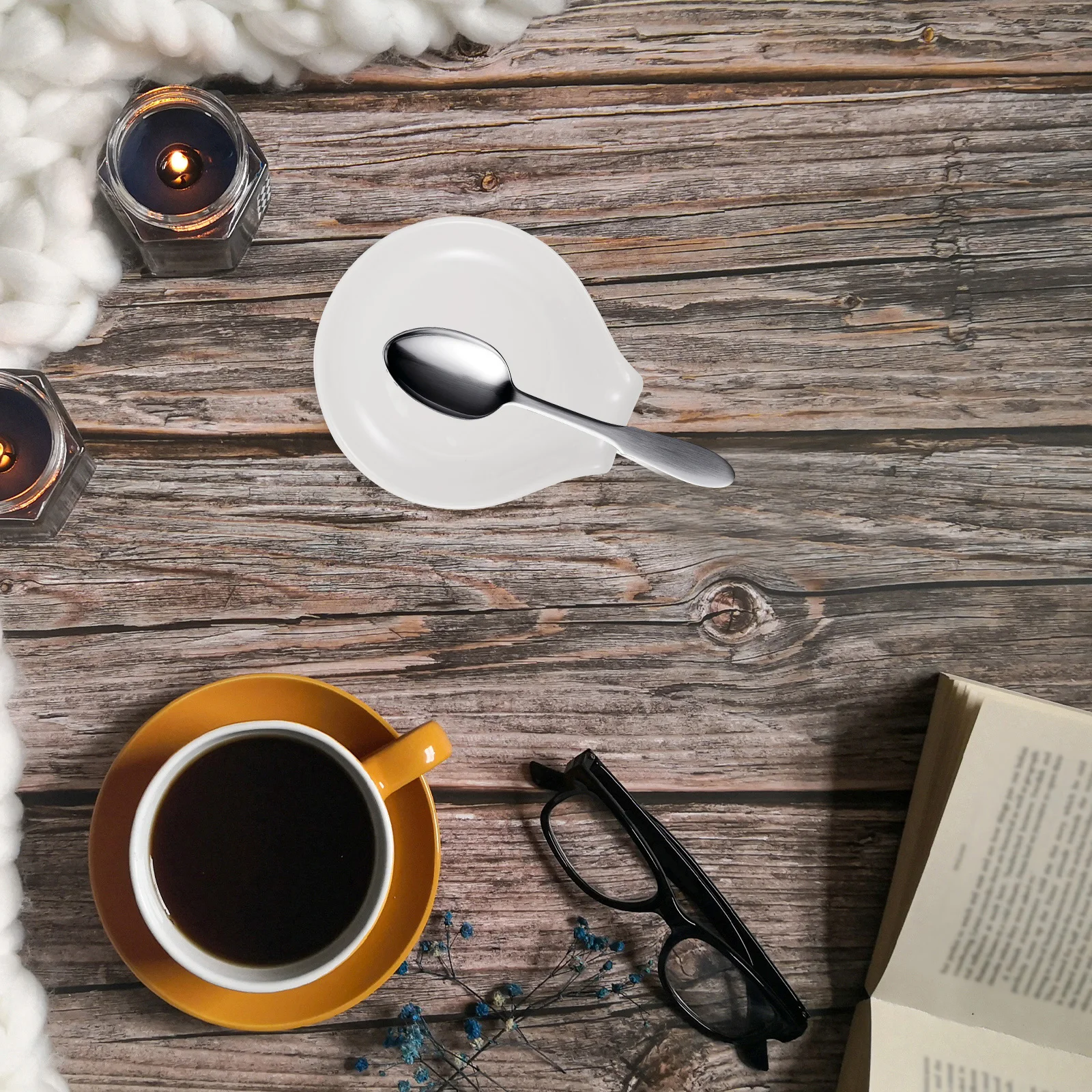 

4Pcs Ceramic Spoon Rest Smooth Touch Safe for Kitchen Soup Spoon Holder Countertop Utensil Rest Elegant Table Decor