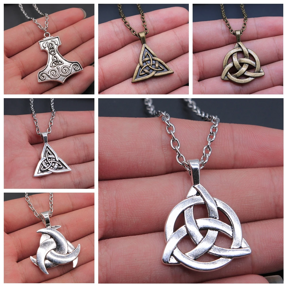 Vintage Jewelry Triquetra Trinity Knot Pendant Necklace & Pendants For Women Triquetra Symbol Lucky Amulet Necklace Gift