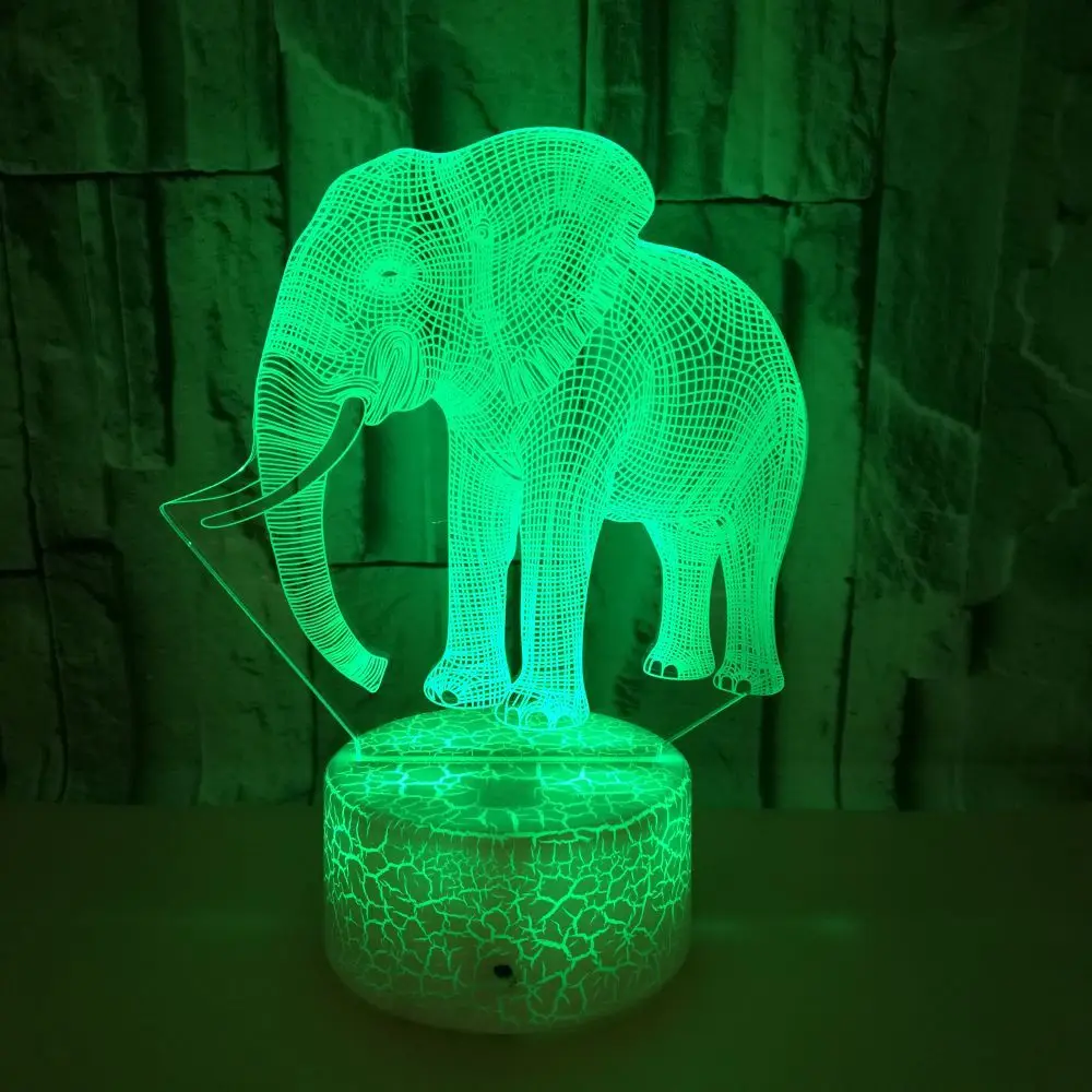 Nighdn Elephant Night Light para niños, lámpara de noche de ilusión 3D, decoración de habitación cambiante de 7 colores, regalos de cumpleaños y Navidad para niños y niñas