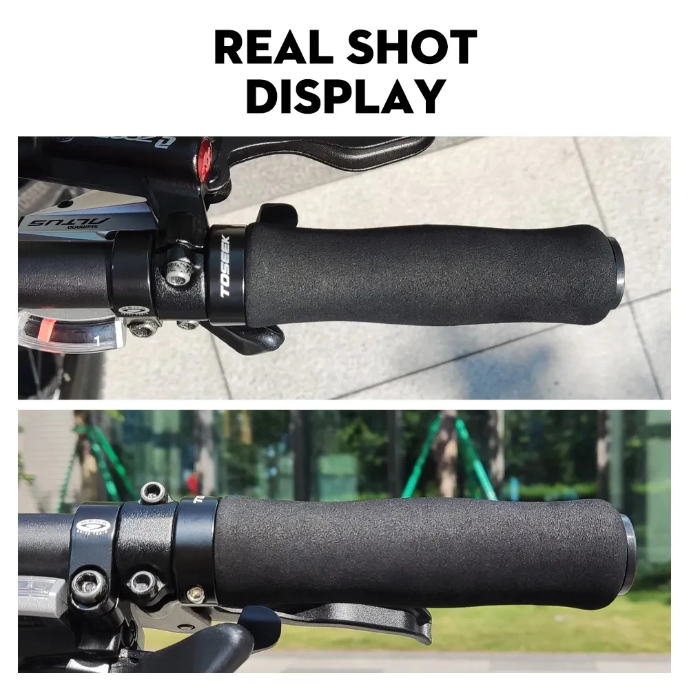 

TOSEEK TS111 Bicycle Grips Sponge Tape Cover Grips Non-slip Aluminum Bike Mountain Handlebar Grips 22.2mm