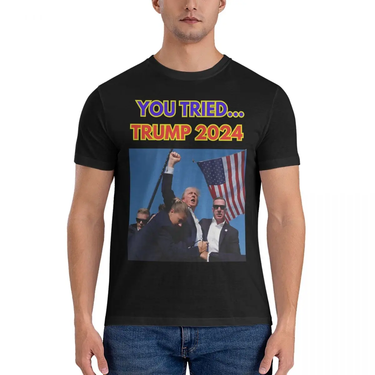 Men T-Shirts Trump Failed Assassination Attempt Fashion Cotton Tees Short Sleeve MAGA T Shirt O Neck Clothes 4XL 5XL