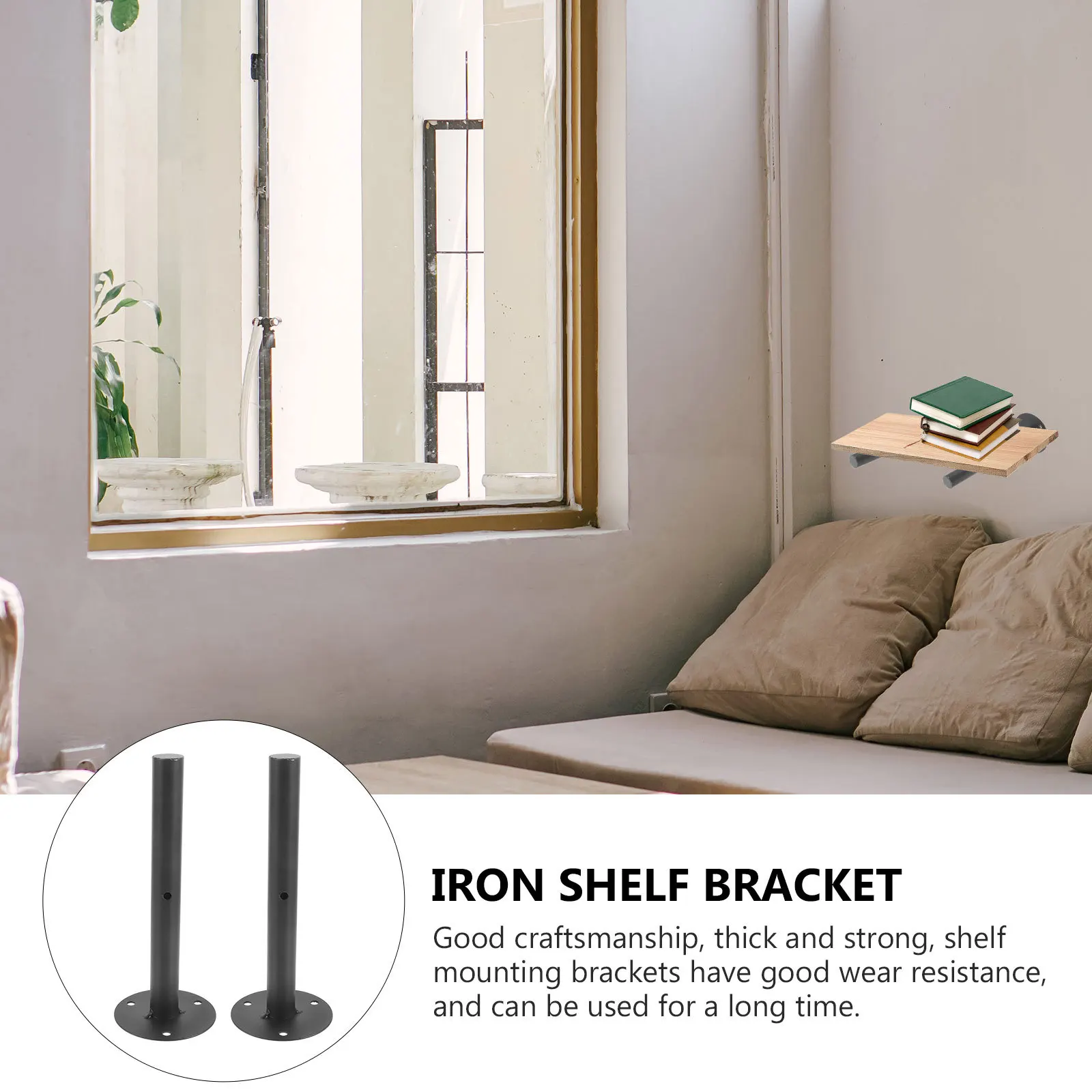 

2pcs Wall Shelf Brackets Heavy Duty Metal Floating Shelf Supports Thicken Mounting Brackets For Diy Shelves Home Office Storage