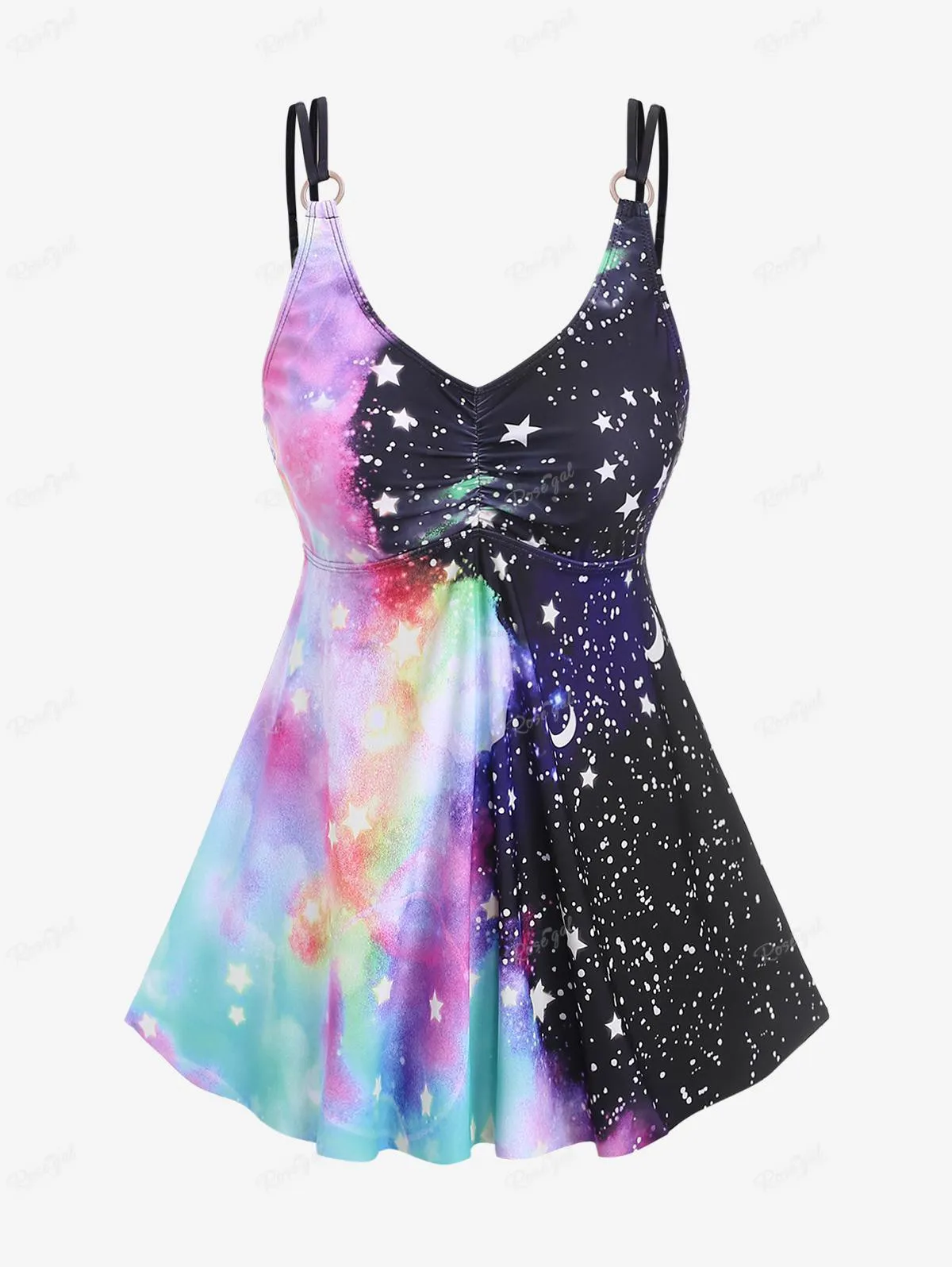 بدلة سباحة نسائية من ROSEGAL بمقاس كبير ومطبوعة بنجوم Galaxy Moon مطبوعة من Boyleg Tankini
