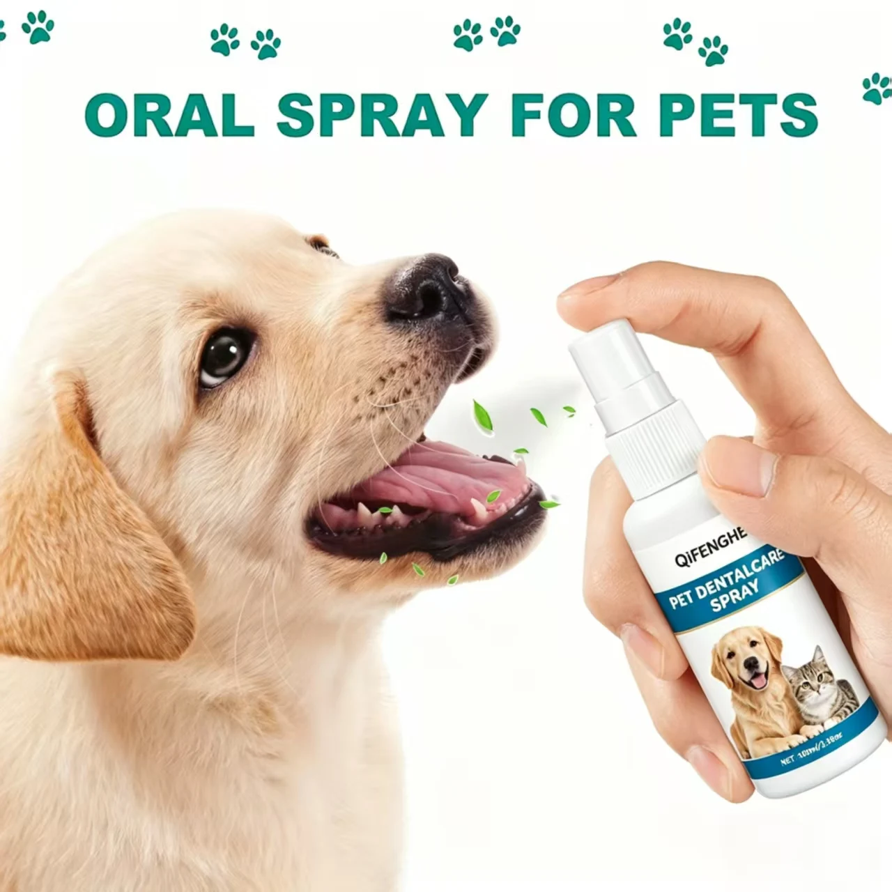 100ml Pet Dental Care Spray, Plant-Based Pet Oral Hygiene Spray for Cats & Dogs, Eliminate Bad Breath Clean Teeth Without Brushi