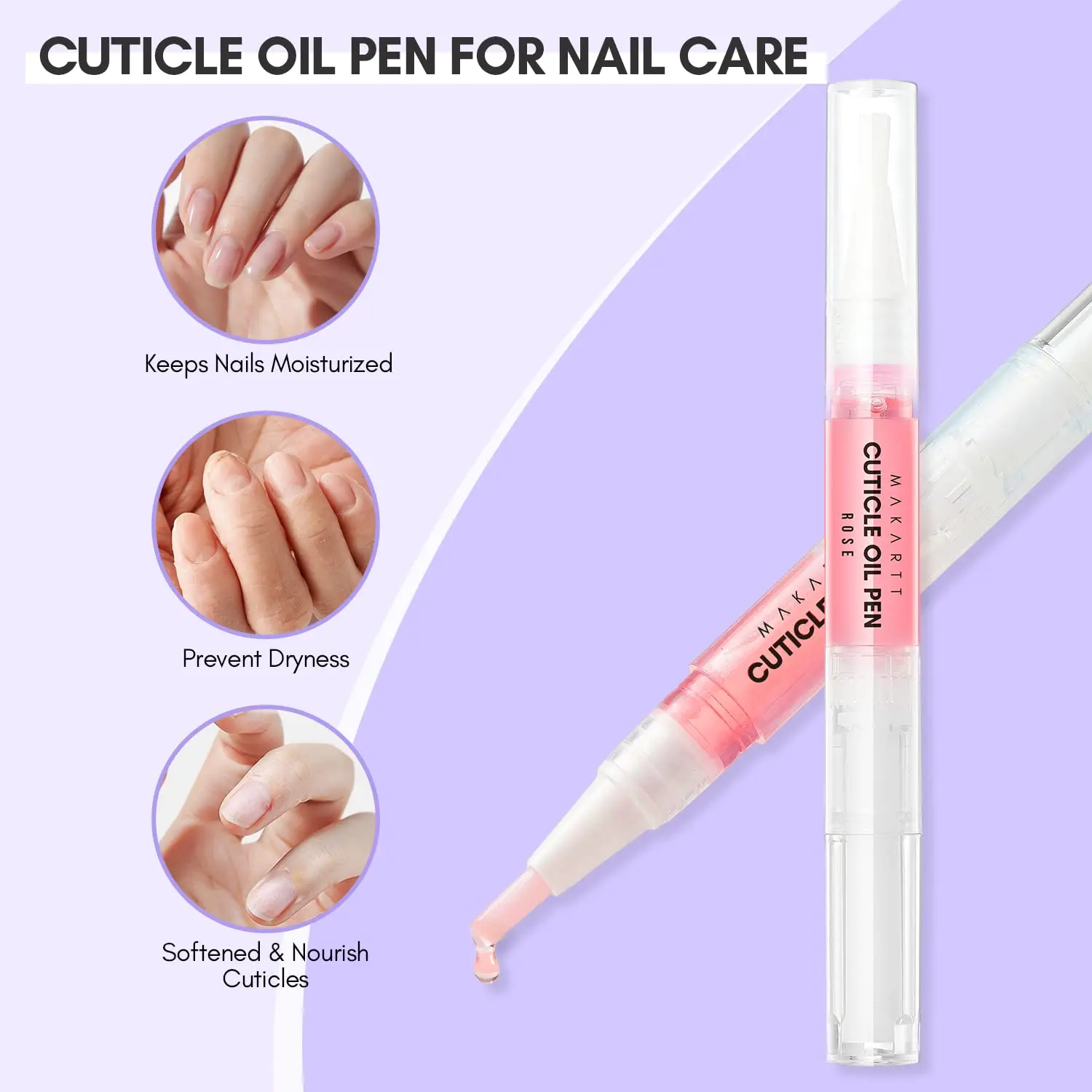 Makartt Cuticle Oil Pen Nail Care Set, Nail Cuticle Revitalizer Oil 5ML Nail Repair Oil Cuticle Softener Manicure w/Vitamin E