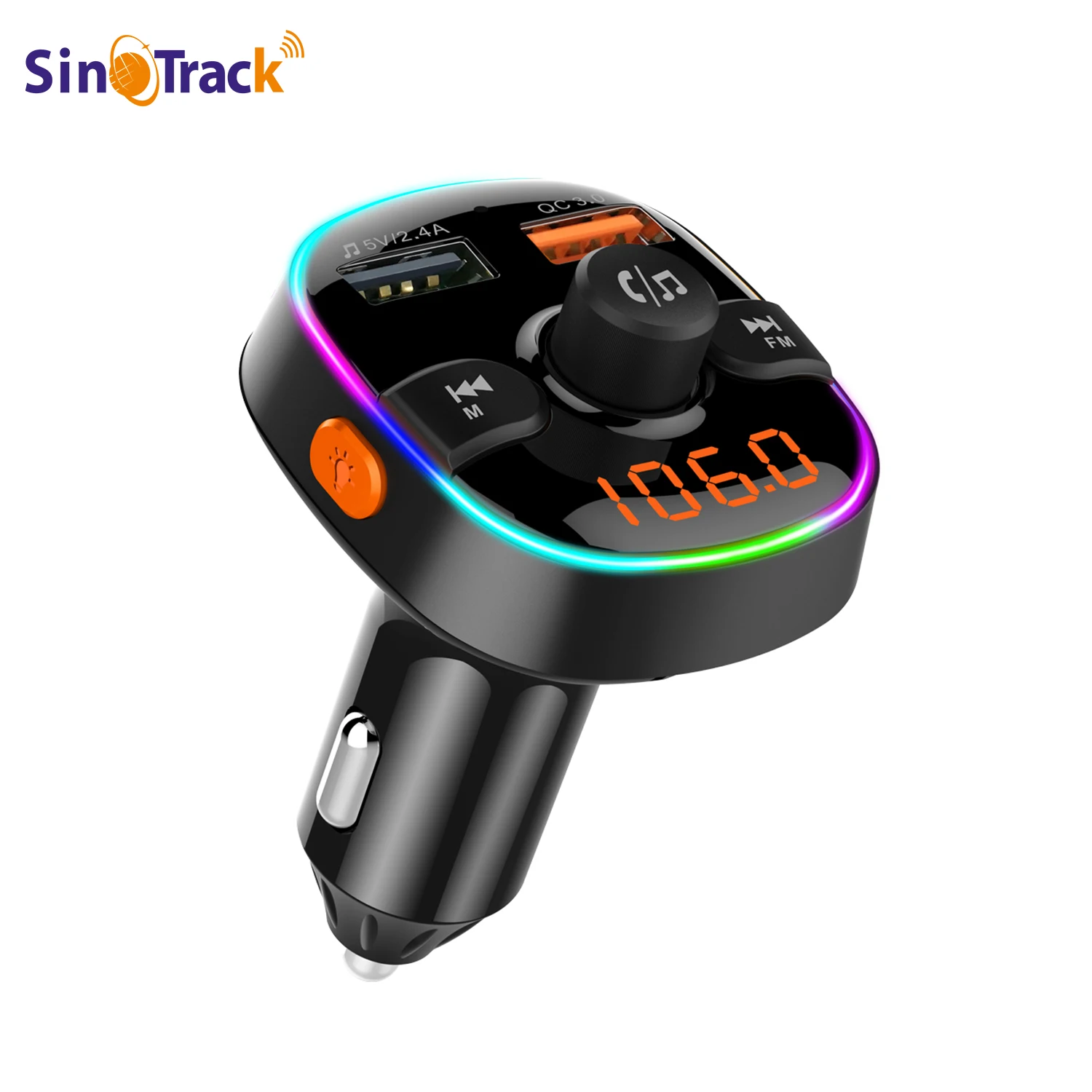 Car Bluetooth FM Transmitter for Car Hi-Fi Wireless Radio Adapter with RGB Light QC3.0 Quick Charge Hands free Calli