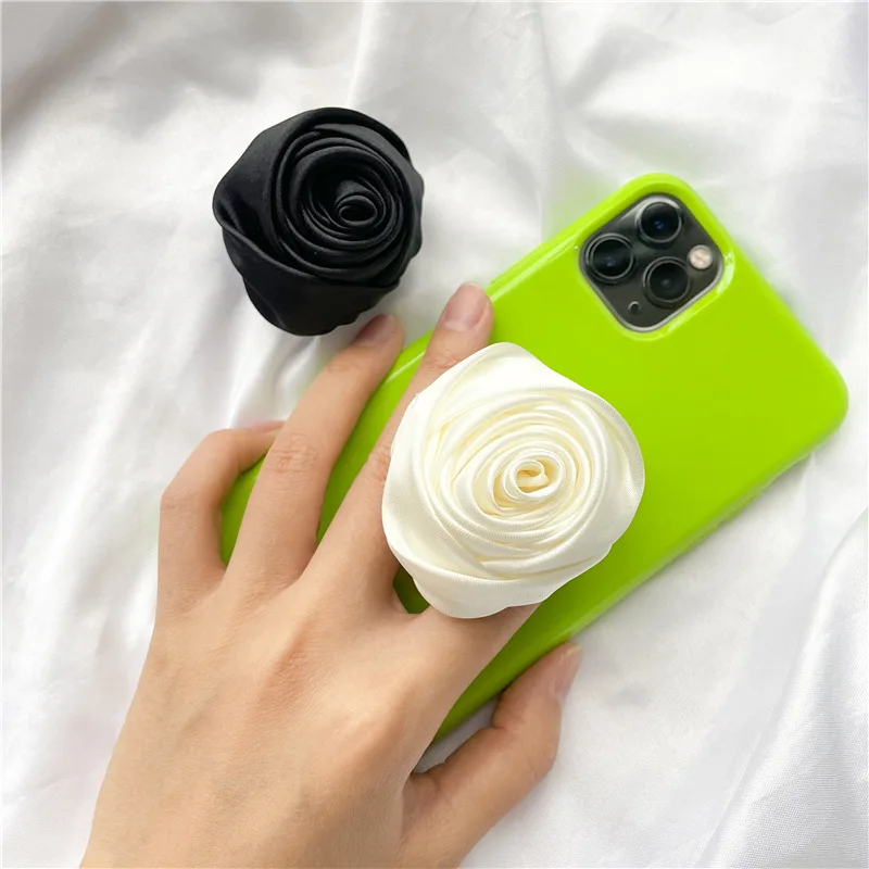 New 1PC Popular Colorful Romantic Rose flower Finger Grip ABS Ring Stand Folding Holder Phone Bracket Mount for iPhone Android