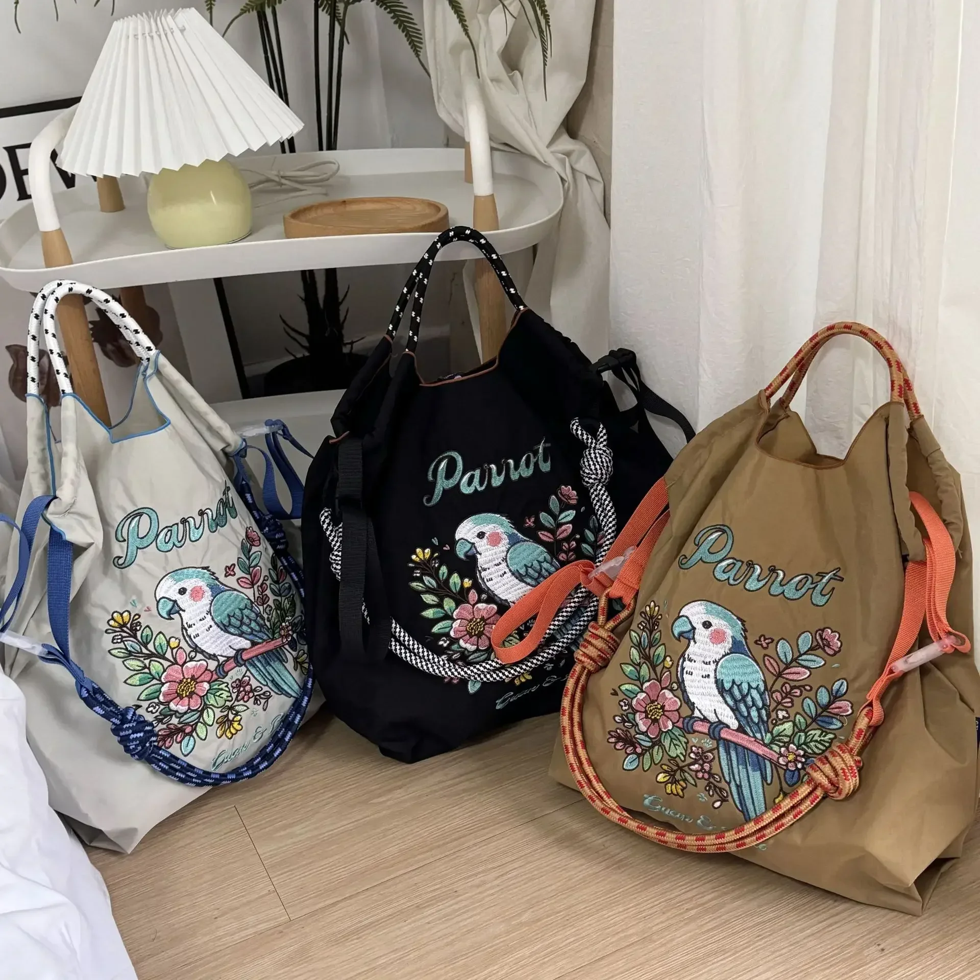 Nylon Embroidery Bag with Ten Thousand Needles Can Be Parrot Niche Fashion Large Capacity Single Shoulder Bag for Women