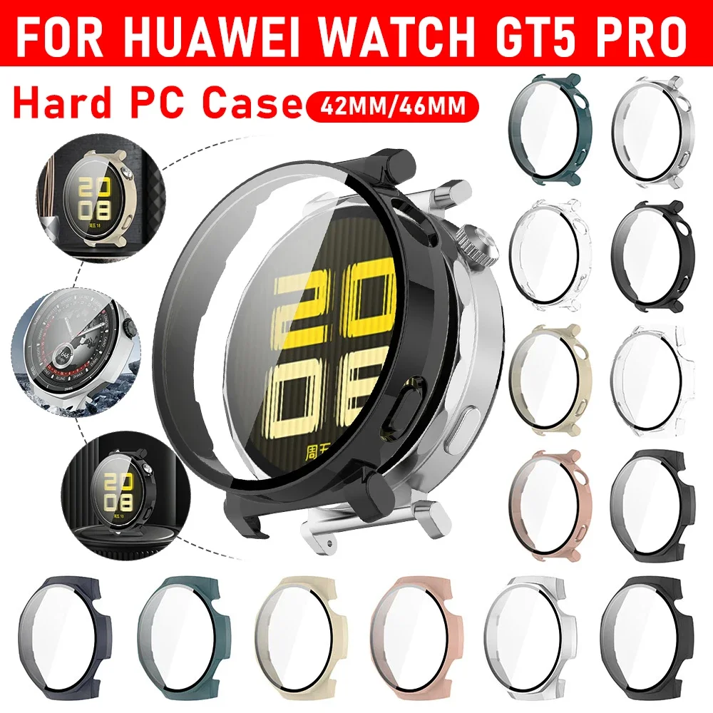 

Стеклянный чехол для ПК для Huawei Watch GT 5 Pro 46/44 мм, защитная пленка для экрана, противоударное стекло + чехол из закаленного стекла, пленка для Huawei GT5 Pro