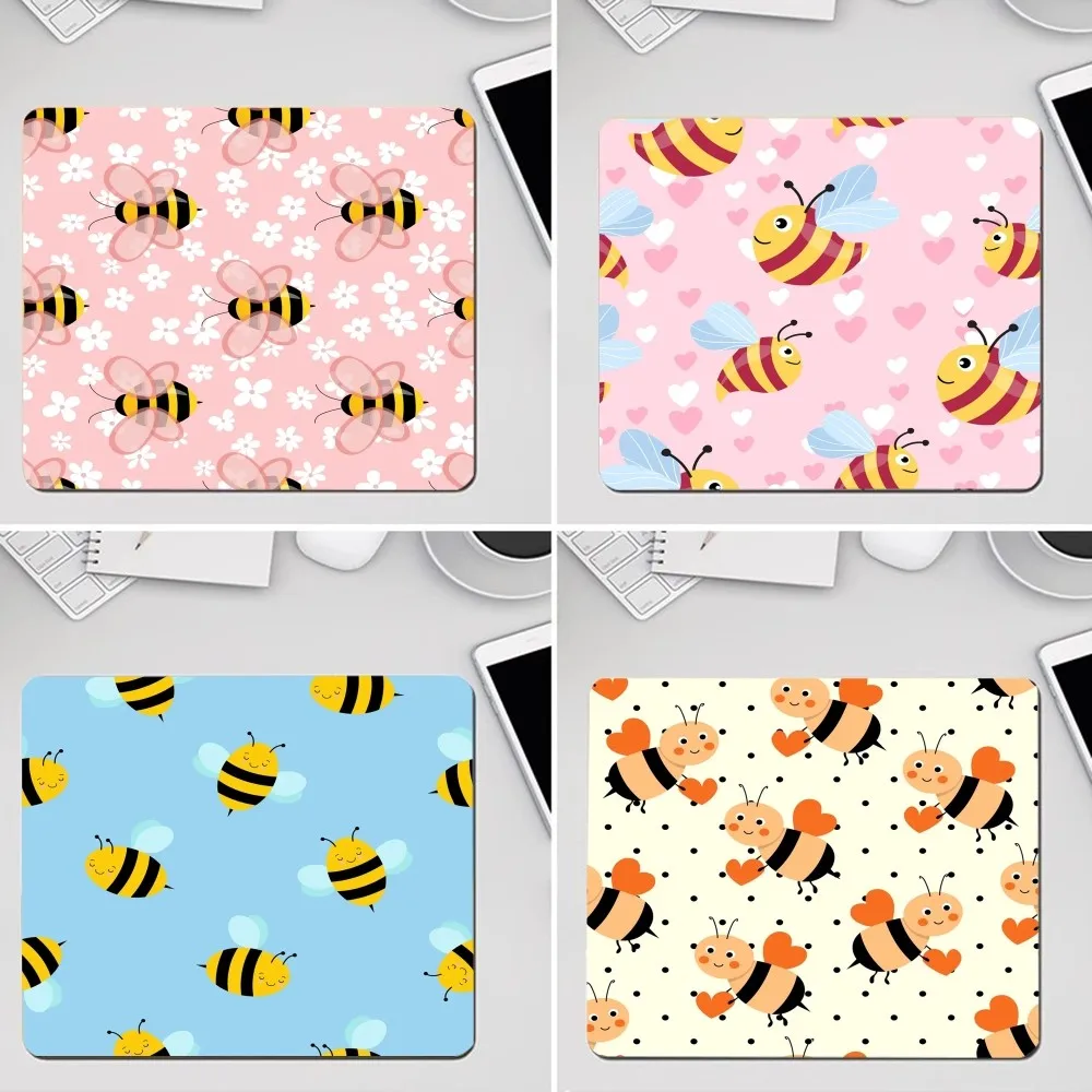 Cartoon bee and flowers Mousepad 25x29cm Small Gaming Mouse Pad Gamer Desk Mat Keyboard Pad Decoration Mause Pad Office Desk