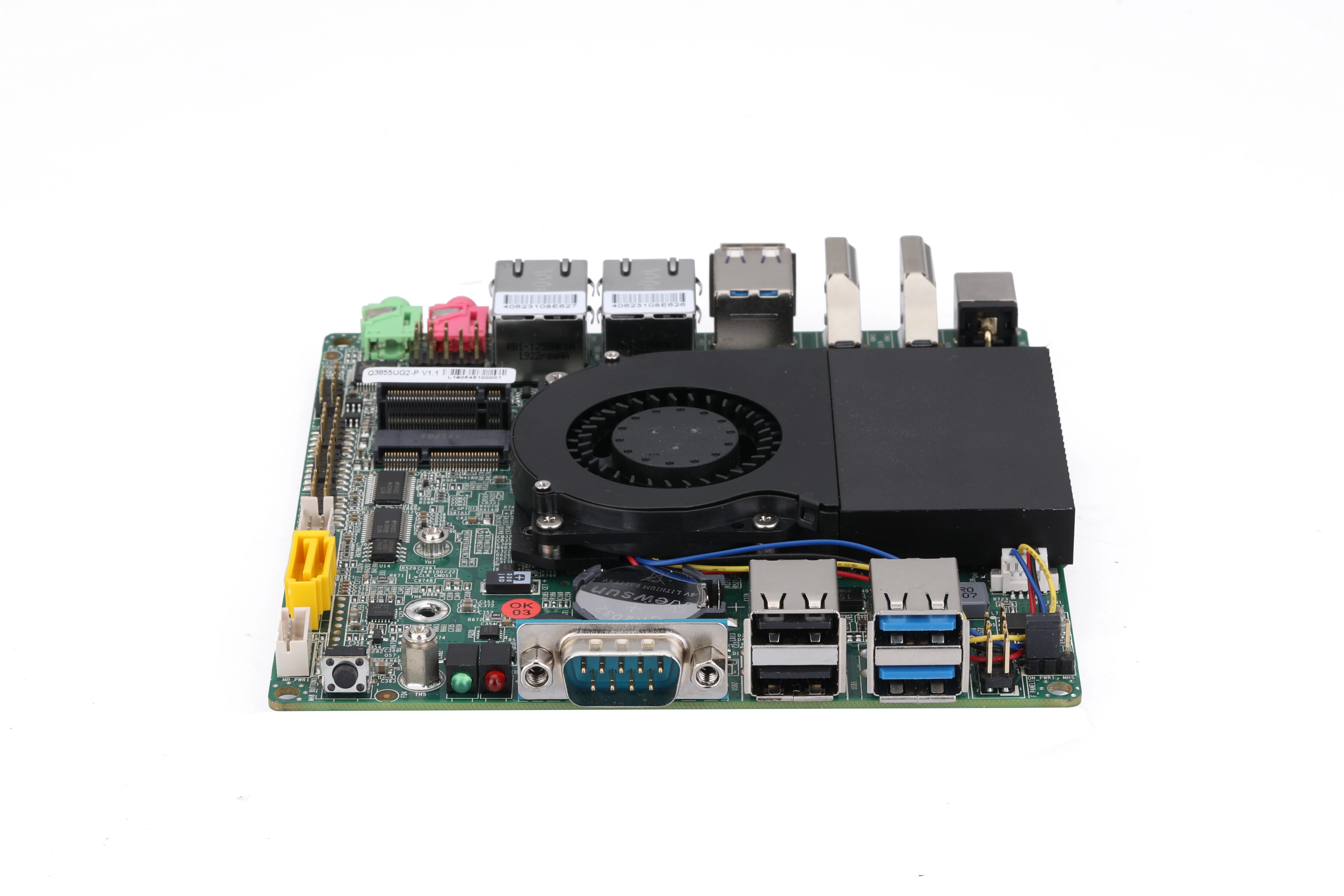 QOTOM MB2U247-0600 Q500P لوحة أم للكمبيوتر الصغير Celeron/Core i3 i5 i7 120*120 مللي متر تيار مستمر 12 فولت 2 x جيجابت LAN 4 x RS232 WIN7/10/Linux