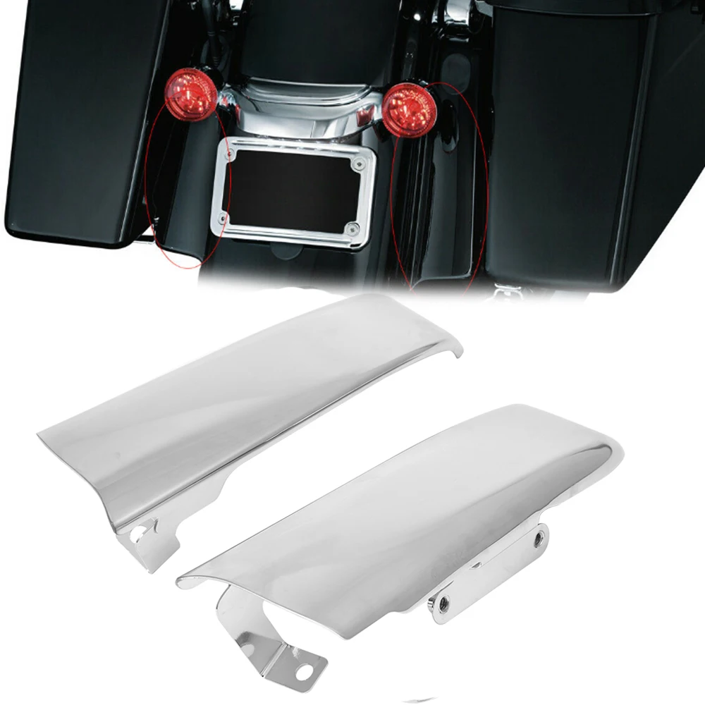 Chrome Rear Fender Saddlebag Filler Panels Solid Strips For Harley Touring CVO Electra Glide Ultra Classic Road King