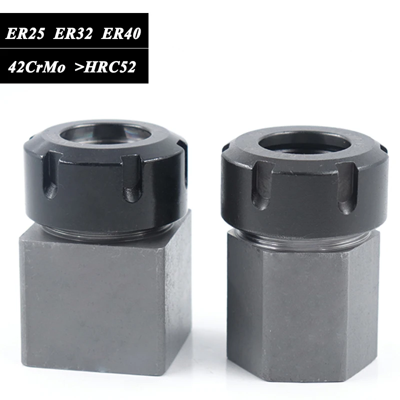 

High quality Square ER25 ER32 ER40 Block Hard Steel Hex ER Collet Chuck Seat For CNC Lathe Engraving Cutting Machine Tool holder