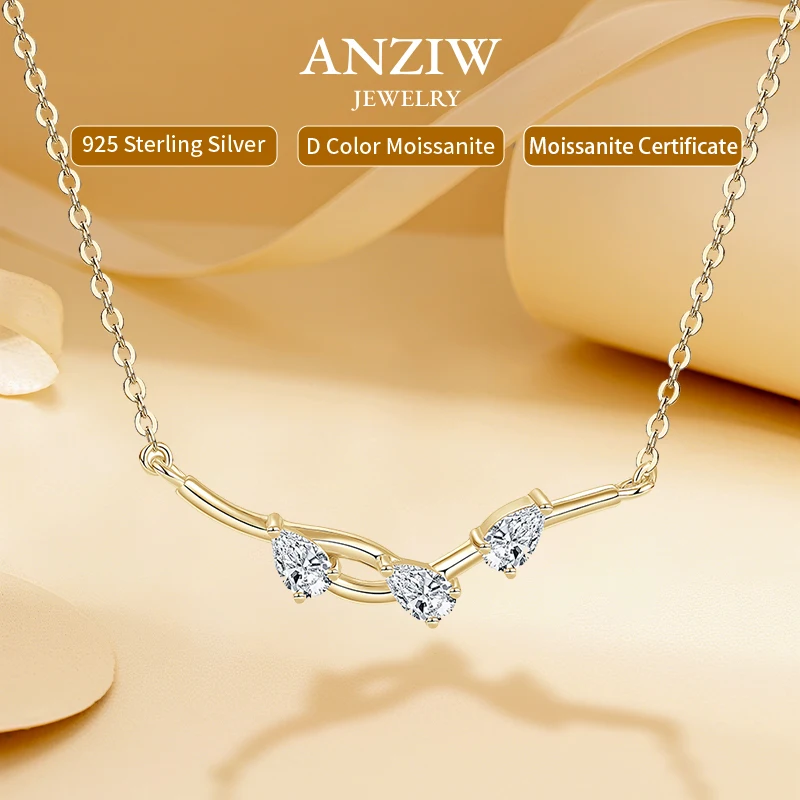 

Анзив 1,05cttw. Ожерелье с подвеской из муассанита грушевидной огранки для женщин, серебряная цепочка 925 пробы, ожерелья с веткой дерева, сертифицированные ювелирные изделия, новинка 2023 года