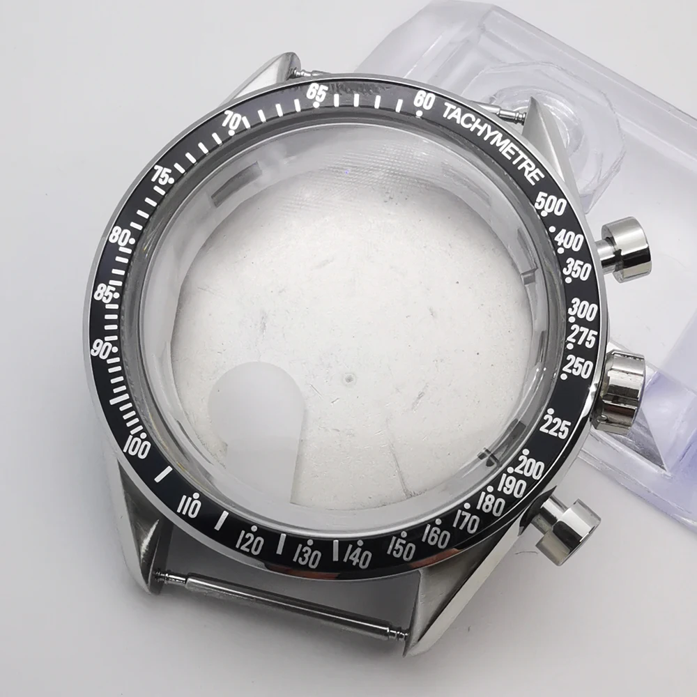 41mm black blue green bezel stainless steel sapphire glass watch case fit VK63 VK64 movement