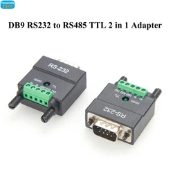 Konwerter RS232 na RS485/TTL 2 w 1 DB9 męski na 5-pinowy blok zacisków RS232 na TTL Adapter szeregowy RS232 na RS485