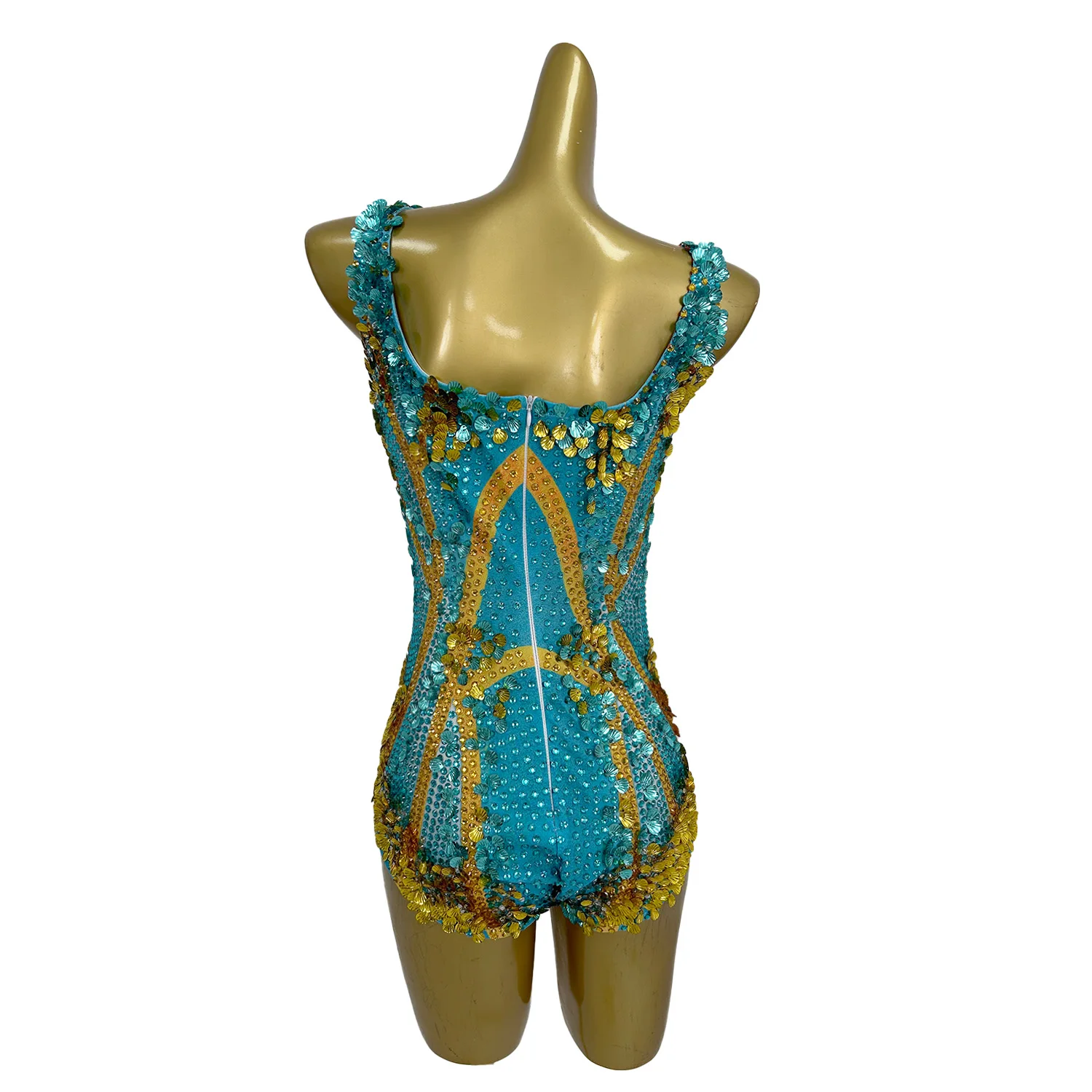Jinmeimei Fashion Women Camisole Jumpsuit Shiny Multicolor Sequins Ballroom Dress Celebrity Bar Stage Performance Costume