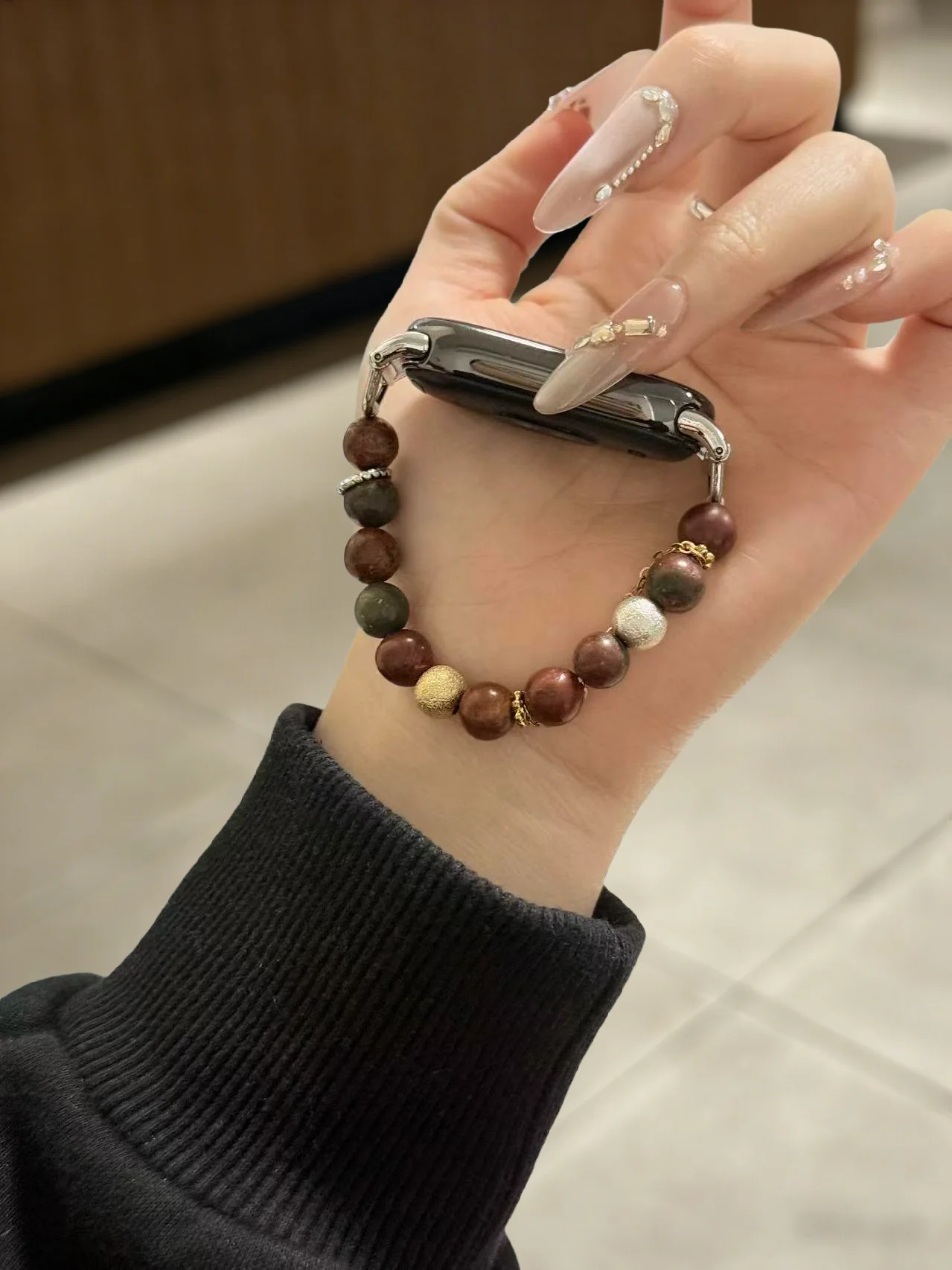 

Beaded chain strap is suitable for Xiaomi Band 8Pro/9Pro，For Mi band 3/4/5/6/7，8/8NFC/9/9NFC/10/10NFC，For Redmi Watch5/4/6