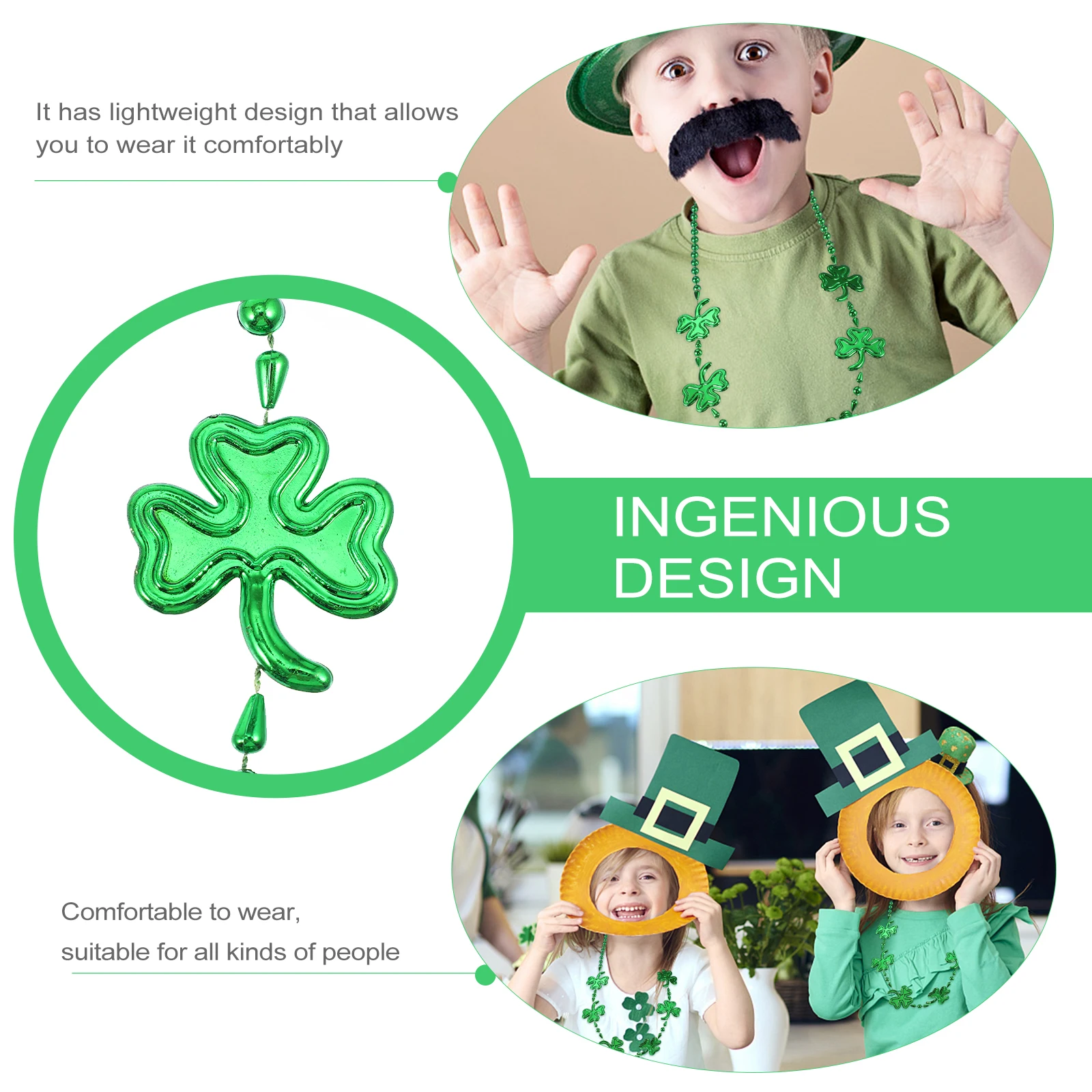 

3 Pcs Necklace St Patrick's Day Jewelry Party Festival Neck Chain Shamrock Charm Eye Catching Cosplay Accessory
