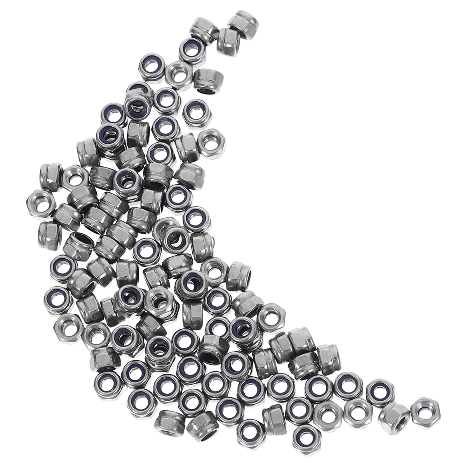 

100pcs M6 Locking Nuts Fastening Hardware Non-metal Anti-loosening Stainless Steel Nut Set for Machinery Furniture