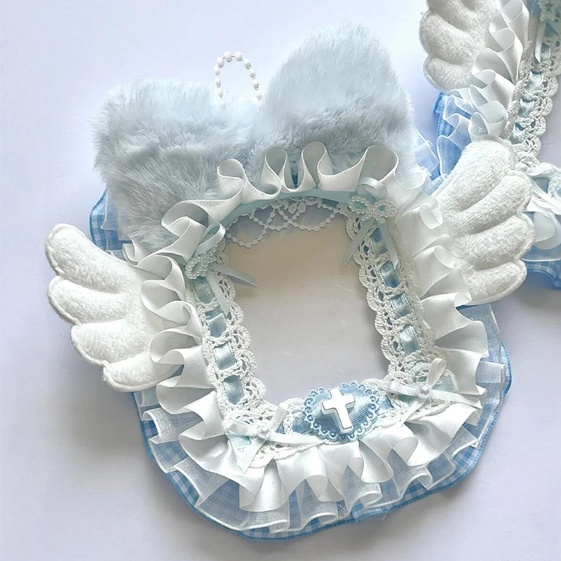 1 قطعة لطيف الوردي الأزرق أفخم الدانتيل مجموعة بطاقات الصور ، اليدوية ACG المشاهير دعم بطاقة صغيرة Guka بولارويد حامل بطاقة الصور