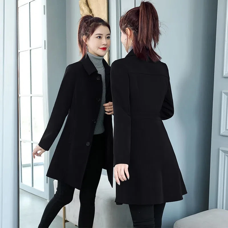 

Trench Coat Women Spring Autumn Fashion Slim Versatile Temperament Windbreaker Jacket Female Casual Large Size Long Outerwear
