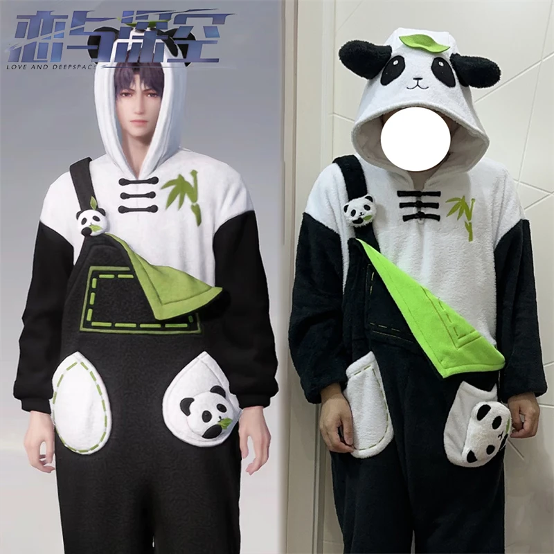 

Game Love And Deepspace Xavier Rafayel Cosplay Costume Adult Unisex Plush Pajamas Panda Top Overall Nightwear Christmas Outfits