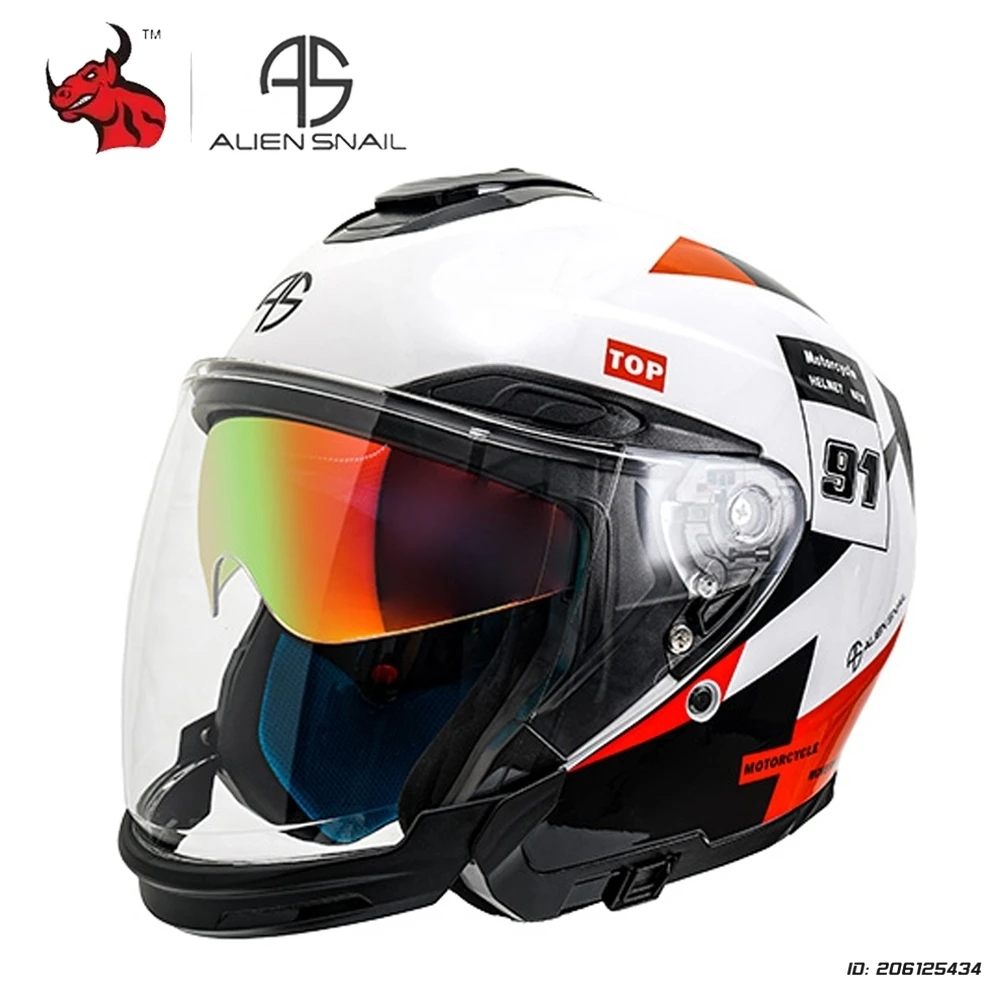 

Men Women Open Face Motorcycle Helmet Motorbike Double Lens Motorcycle Helmets DOT Approved Retro Open Helmet 3/4 Half Helmet