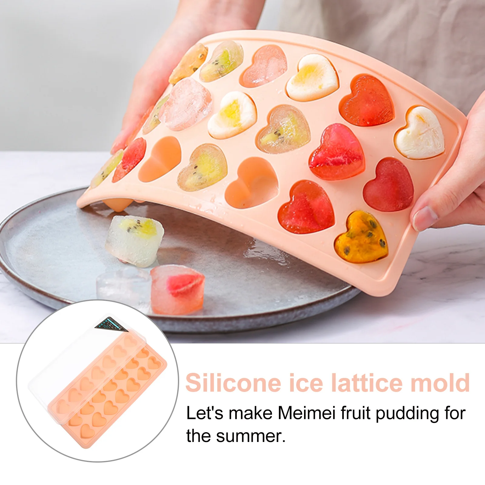

Heart Shape Mold Silicone Easy Release Cube Tray Stackable Space Saving For Drink Wine Slush Cube Mould Heart Ice Tray Silicone