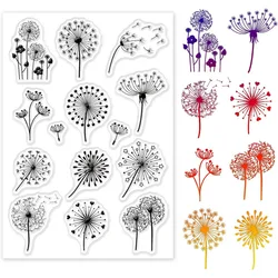 1pc Dandelion Clear Stamp Plant Silicone Clear Stamp Flowers Leaves Rubber Stamp for Scrapbook Journal Card Making