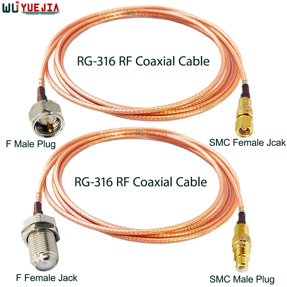 

RG-316 Cable F TV Male / Female to SMC Male Plug Female Jack Connector 50 ohm RF Coaxial Cable Antenna Extension Jumper Pigtail