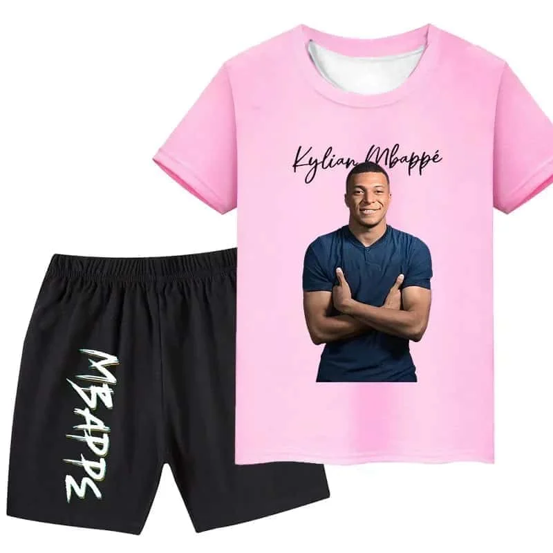 AI #10 Mbappe Popular Stars Summer Children's Adult Football Shirt Couple T-shirt Shorts Set Gift Suitable for Father and Son