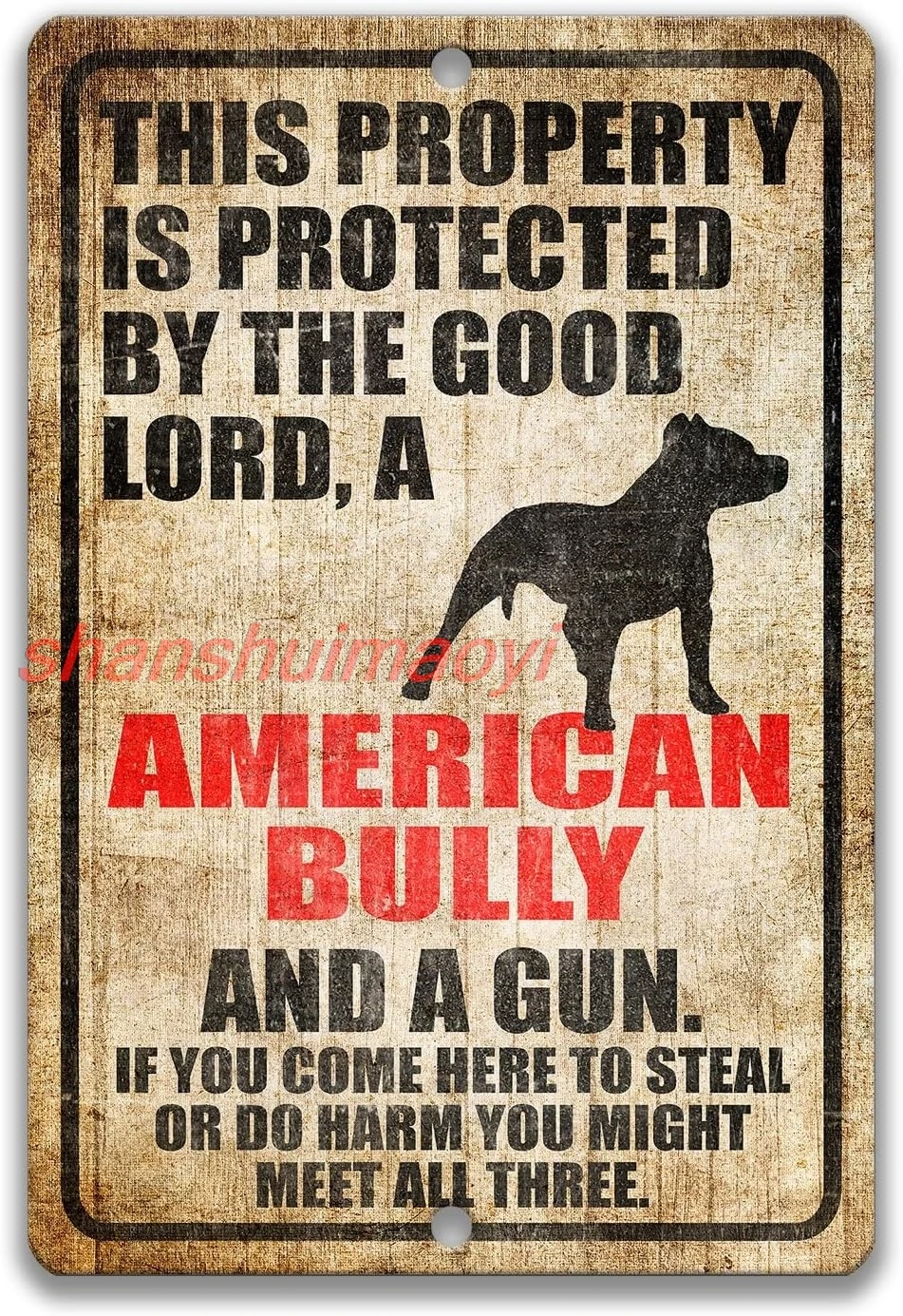 ALI American Bully Dog Sign Dog Warning Sign Retro Vintage Wall Plaque Vintage Metal Signs 8