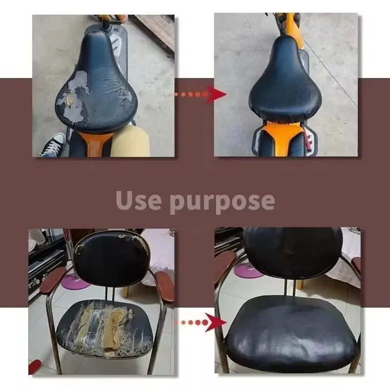 Tapicería de cuero autoadhesiva para asiento de coche, parche de reparación de cuero negro, pegatinas artificiales de agujero de restauración, sofá