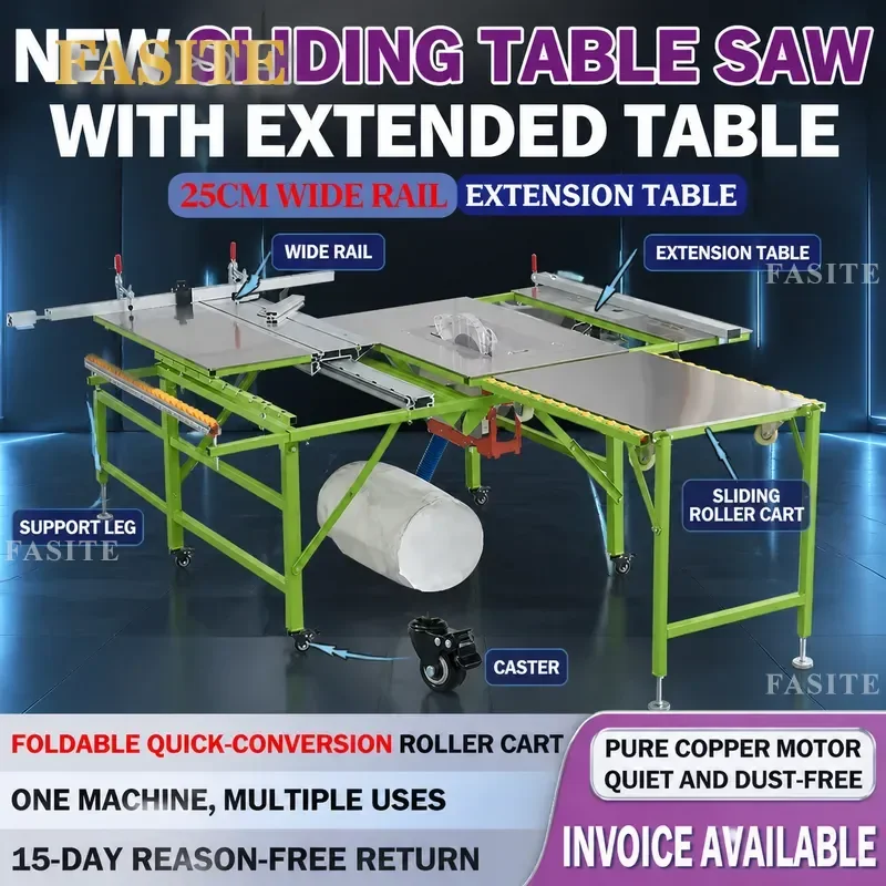 For Woodworking Folding Push Table Saw Multi-functional All-in-one Precision Track Workbench Dust-free Compact Design for