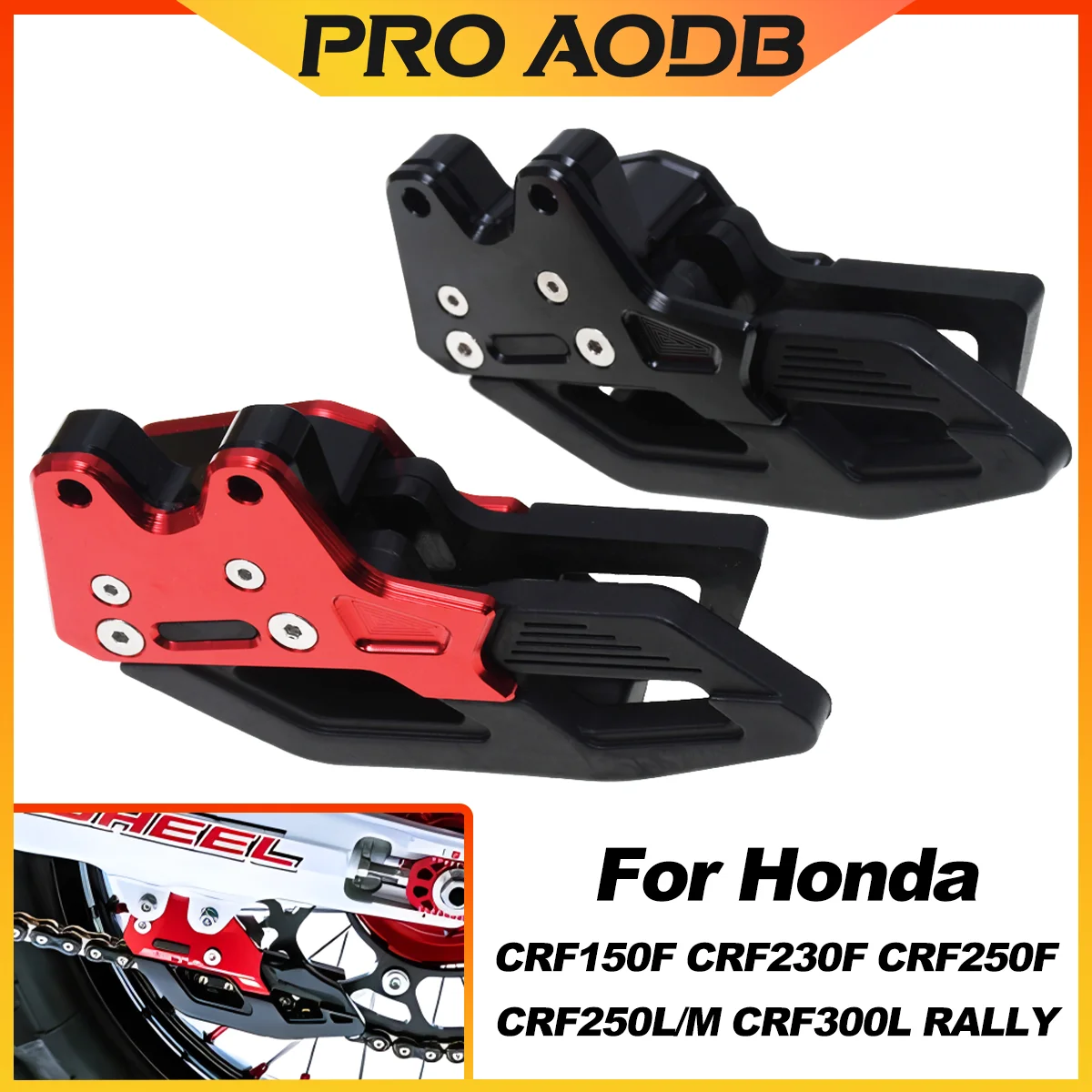 Motorrad CNC Kettengleiter Schwingarm-Führungsrolle und Kettenführungsschutz-Kit für Honda CRF150F CRF230F CRF250F CRF250L/M CRF300L
