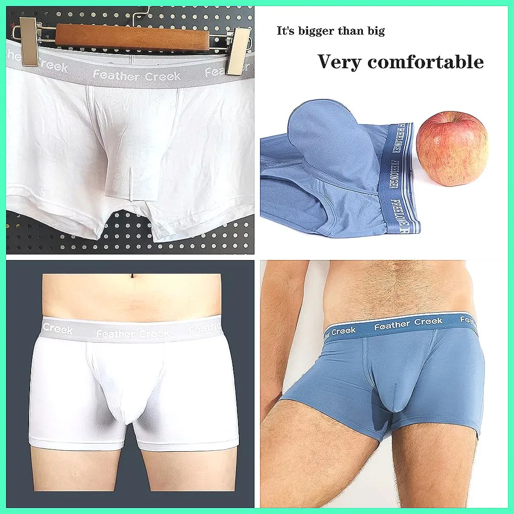 Men's Modal Underwear Seamless Boxer Shorts with Support Pouch, Breathable & Comfortable Mid Waist Underpants