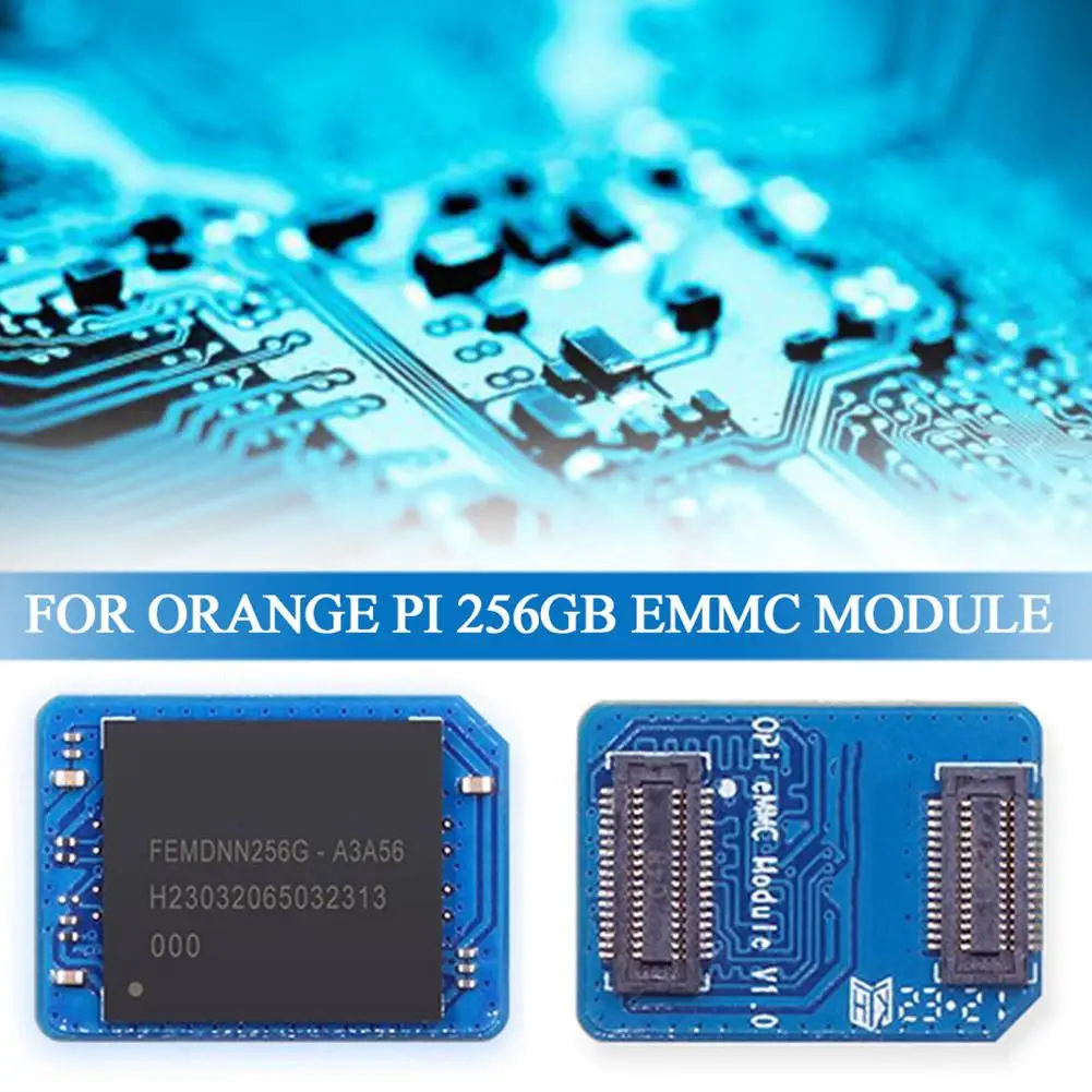 EMMC-Power Outage Protection Module, placa com rápido desenvolvimento de velocidades de leitura e gravação, Orange PI 5 Plus, 32GB, 64GB, 256GB